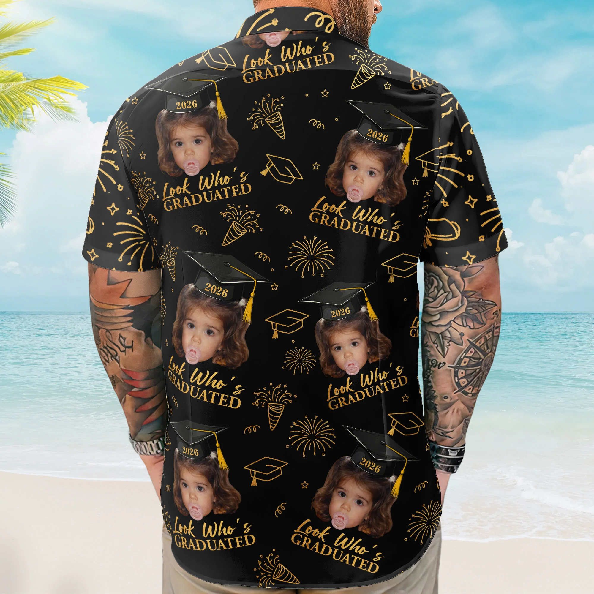 Graduation Matching Shirt With Childhood Photo - Vintage Childhood Themed - Personalized Hawaiian Shirt - Image 6