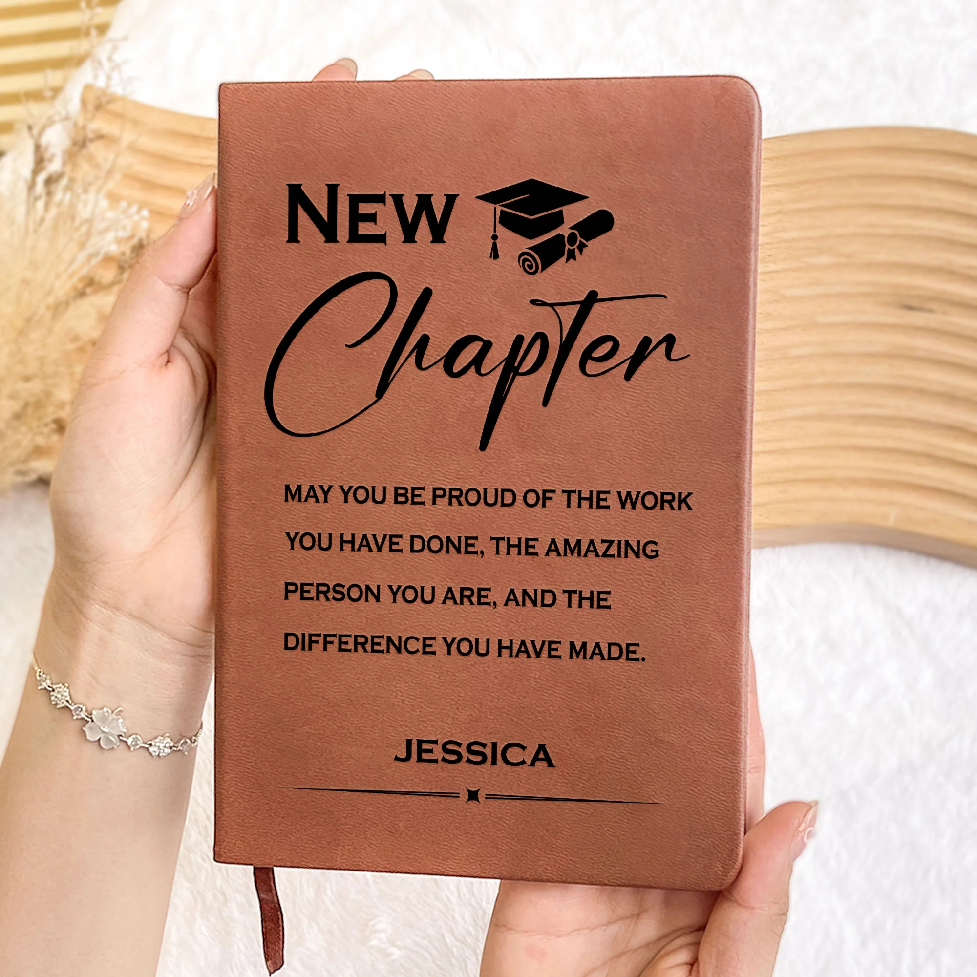 Graduation May You Be Proud Of The Work - Personalized Leather Journal - Image 2