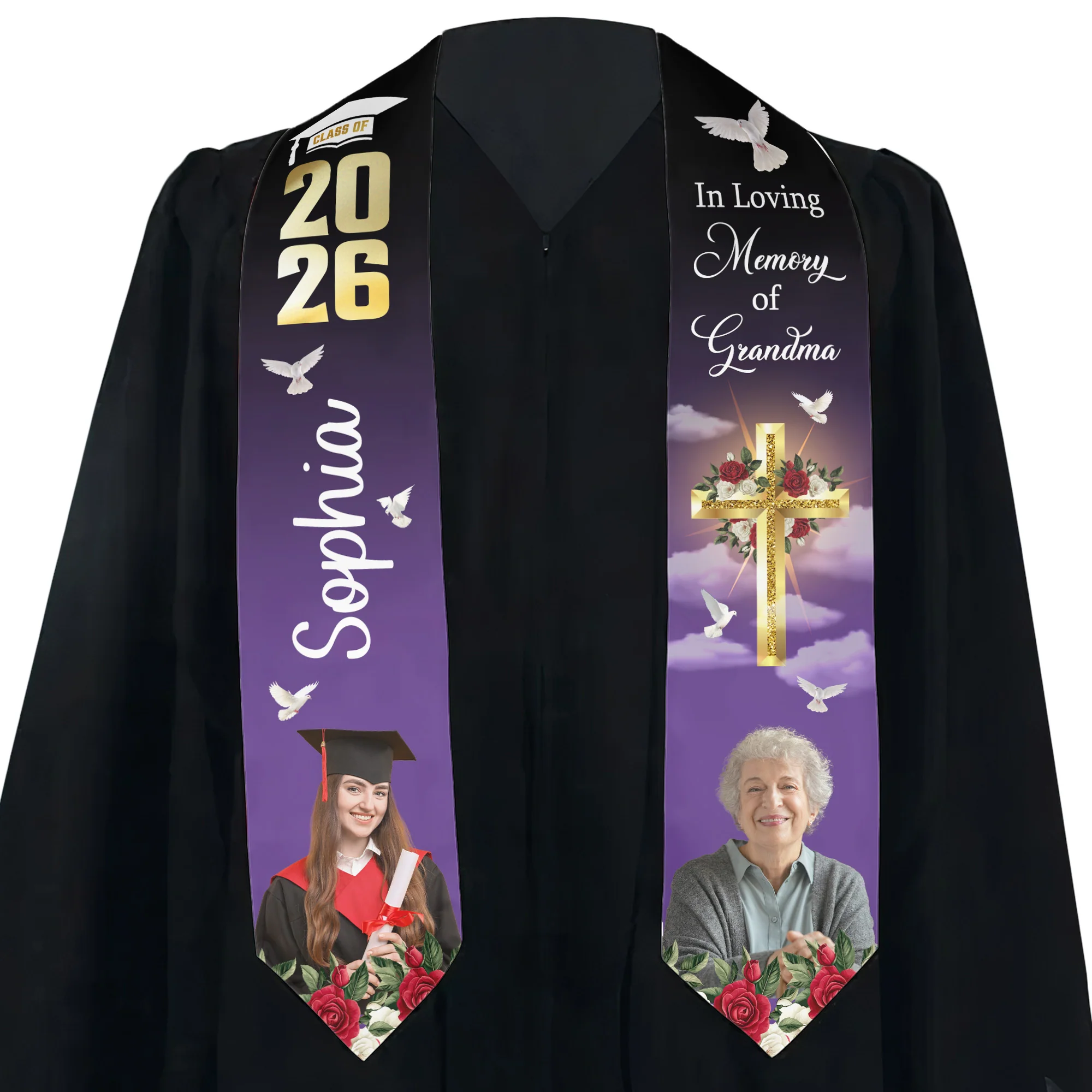 Graduation Memorial Custom Photo - Personalized Graduation Stole - Image 4