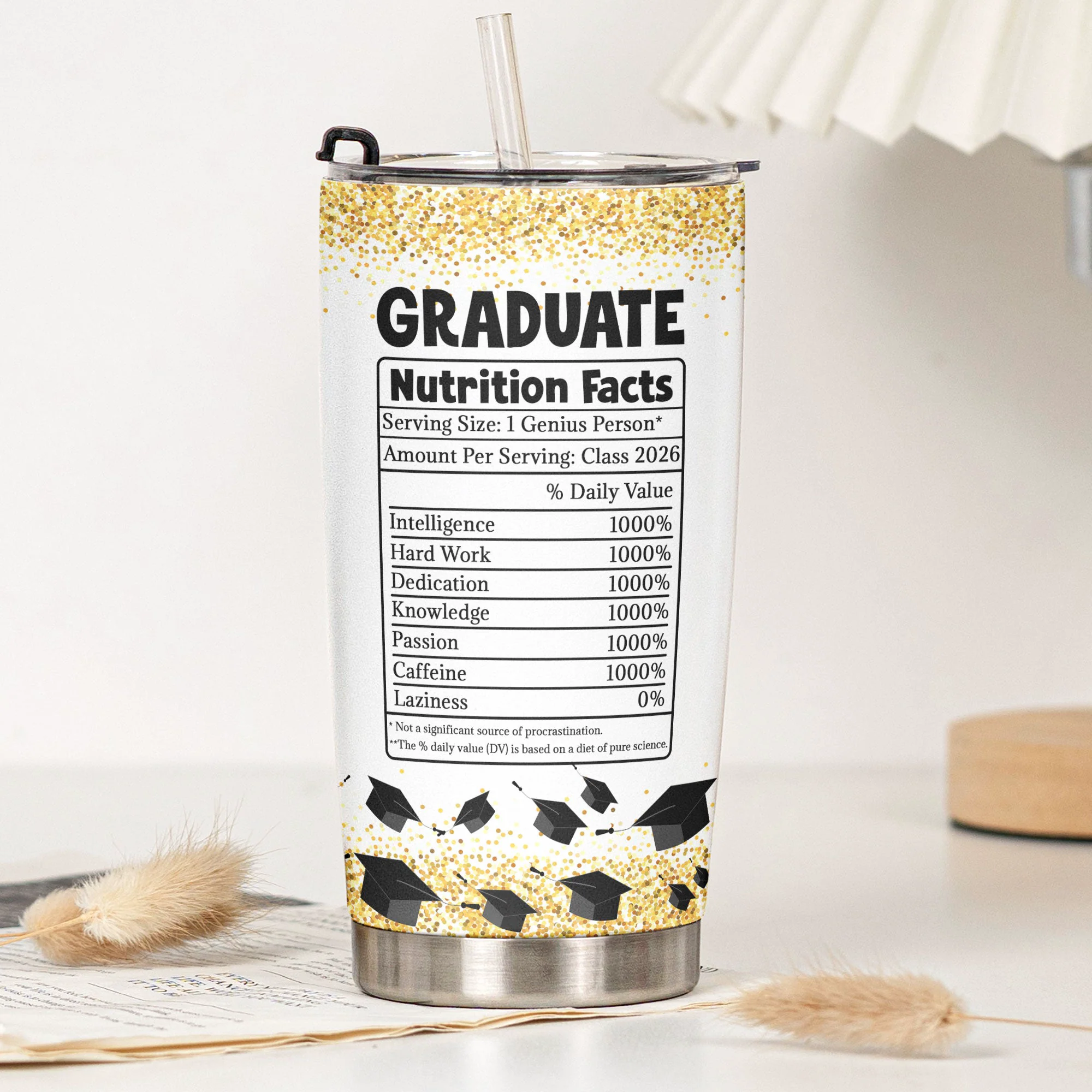 Graduation Nutrion Fact - Personalized Tumbler Cup - Image 3
