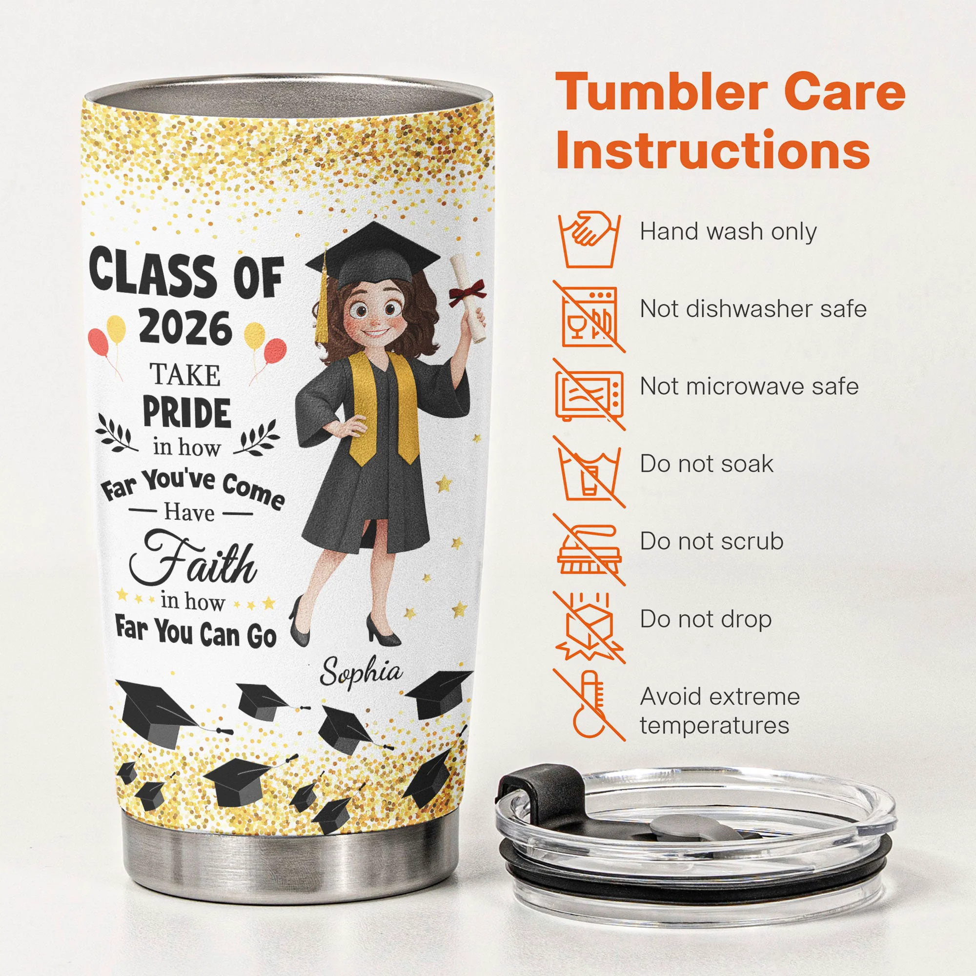 Graduation Nutrion Fact - Personalized Tumbler Cup - Image 5