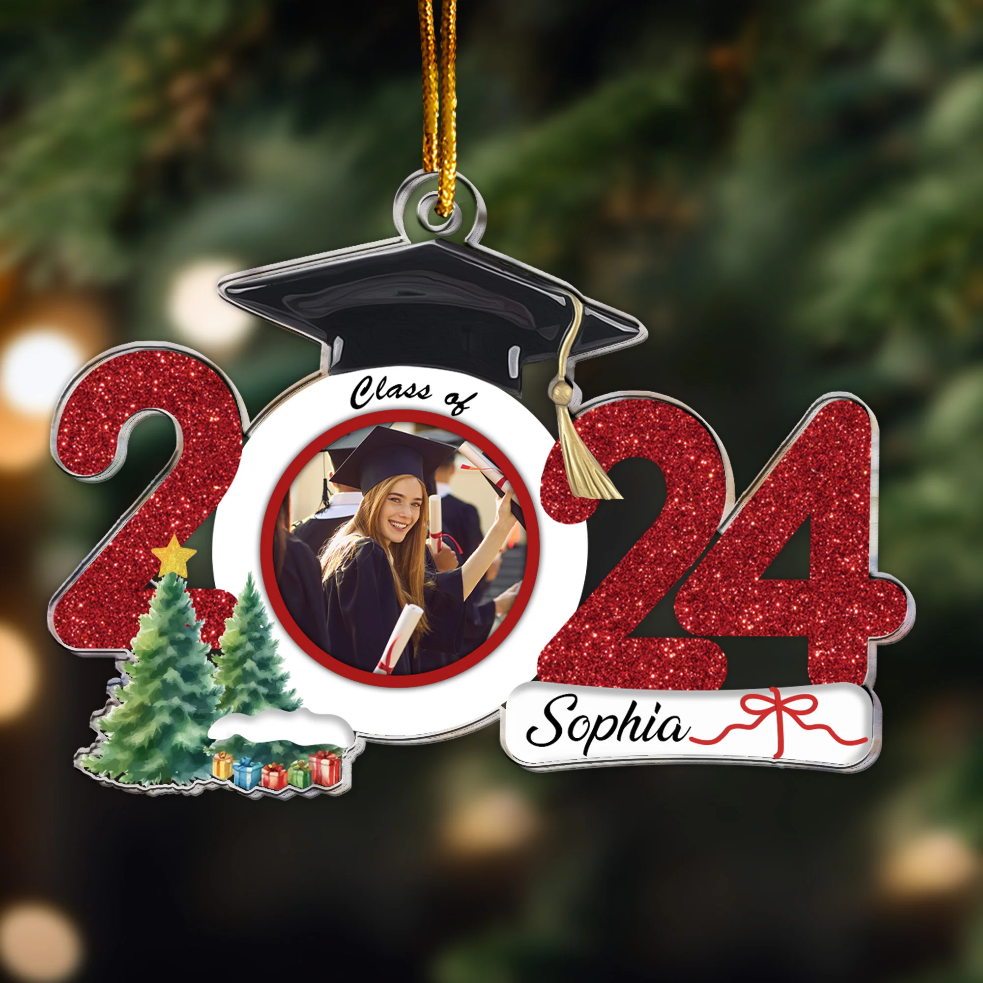 Graduation Ornament Class Of 2024 - Personalized Acrylic Photo Ornament - Image 5
