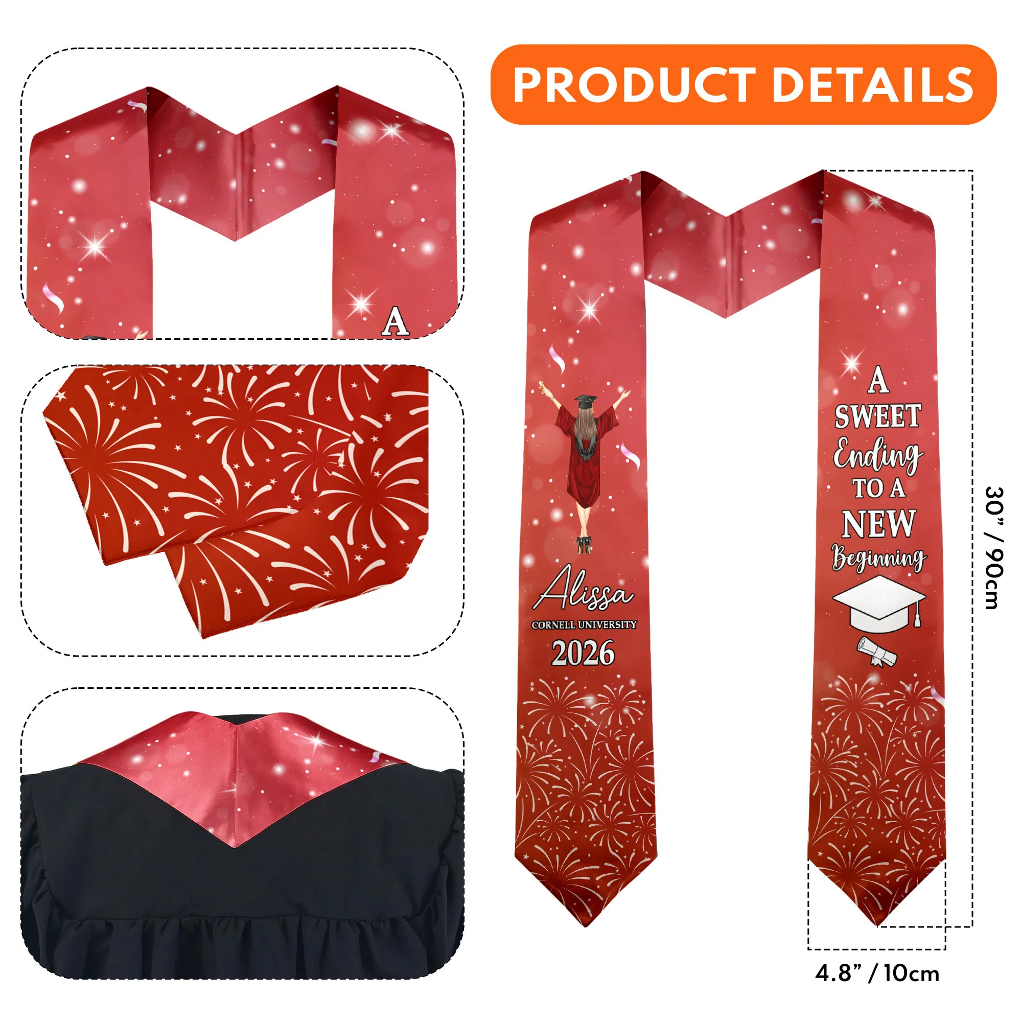 Graduation Stole A Sweet Ending To A New Beginning - Personalized Graduation Stole - Image 5