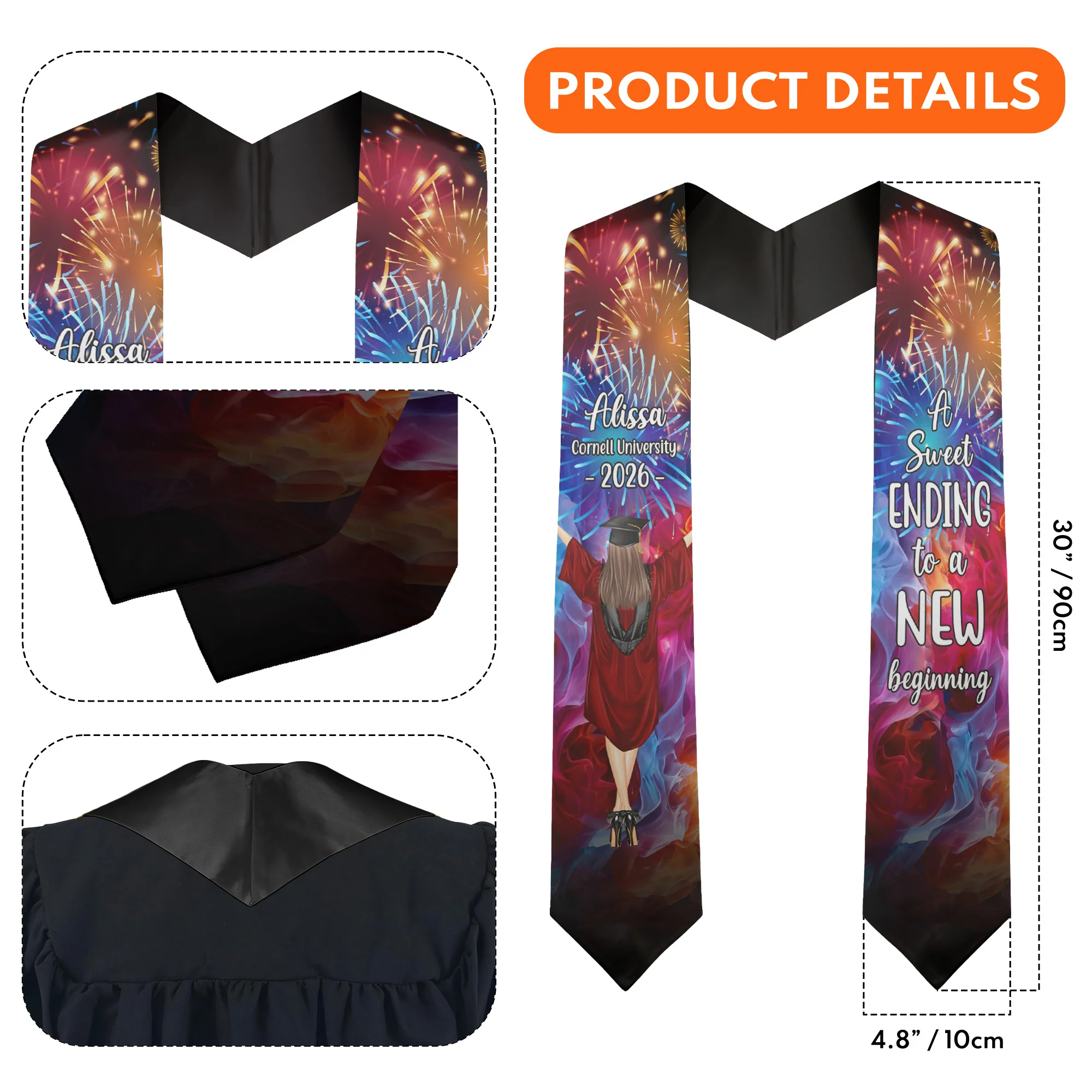 Graduation Stole Ending To New Beginning - Personalized Graduation Stole - Image 5