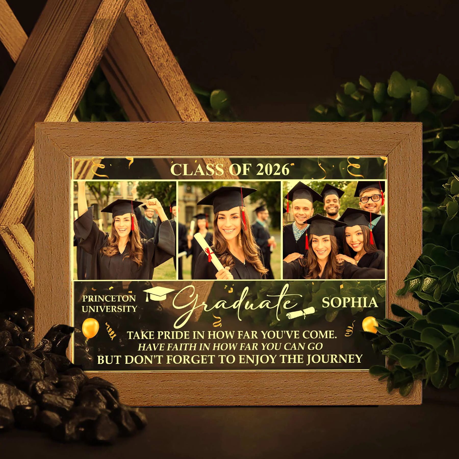 Graduation Take Pride In How Far You've Come - Personalized Photo Frame Lamp - Image 2