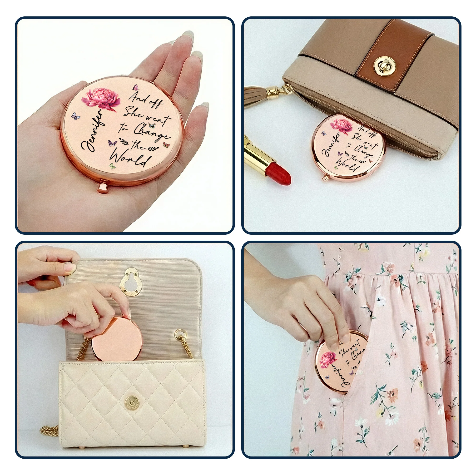 Graduation With Birth Flower Gifts For Her Women Girls - Personalized Compact Mirror - Image 5