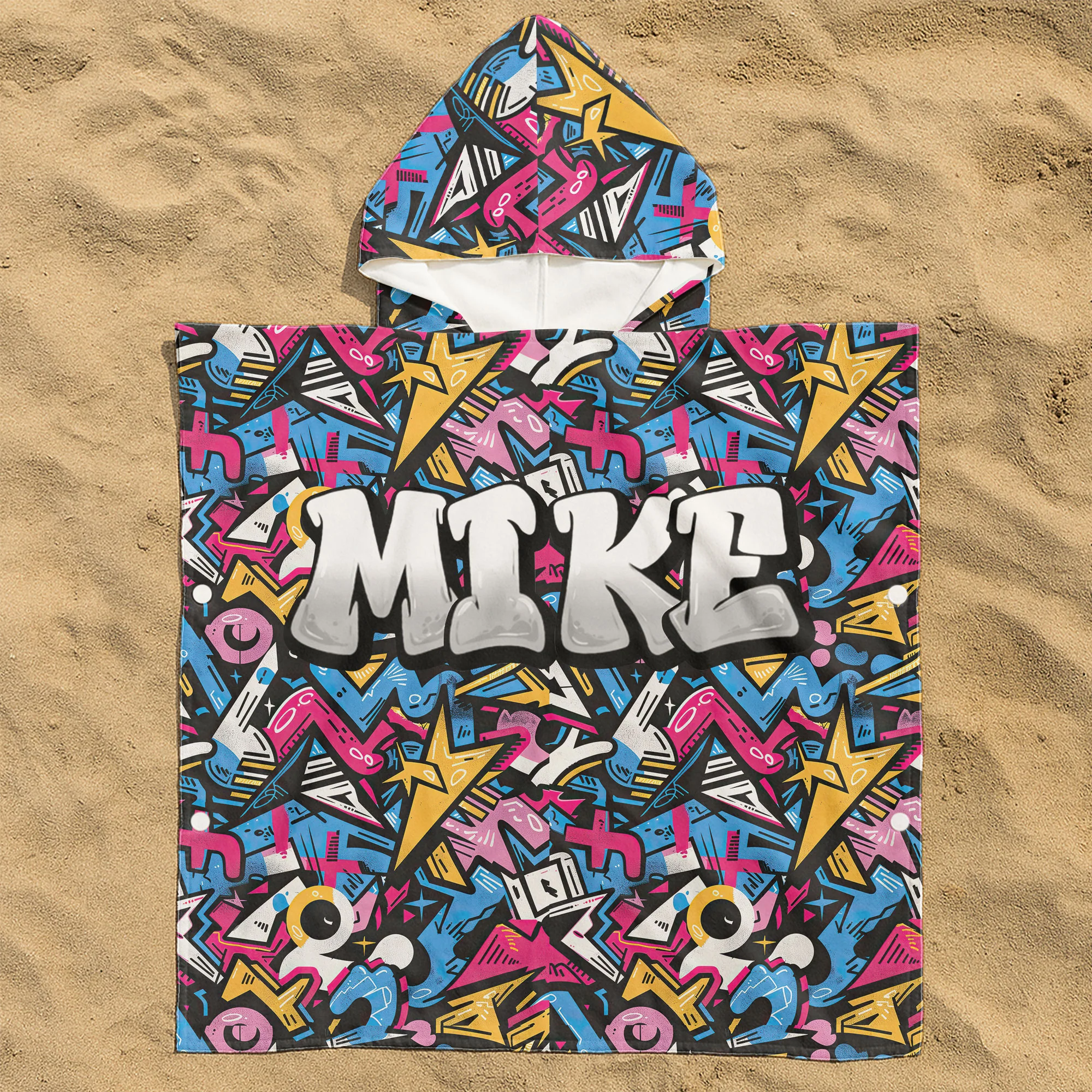 Graffiti Name Custom - Personalized Kids Hooded Towel - Image 4