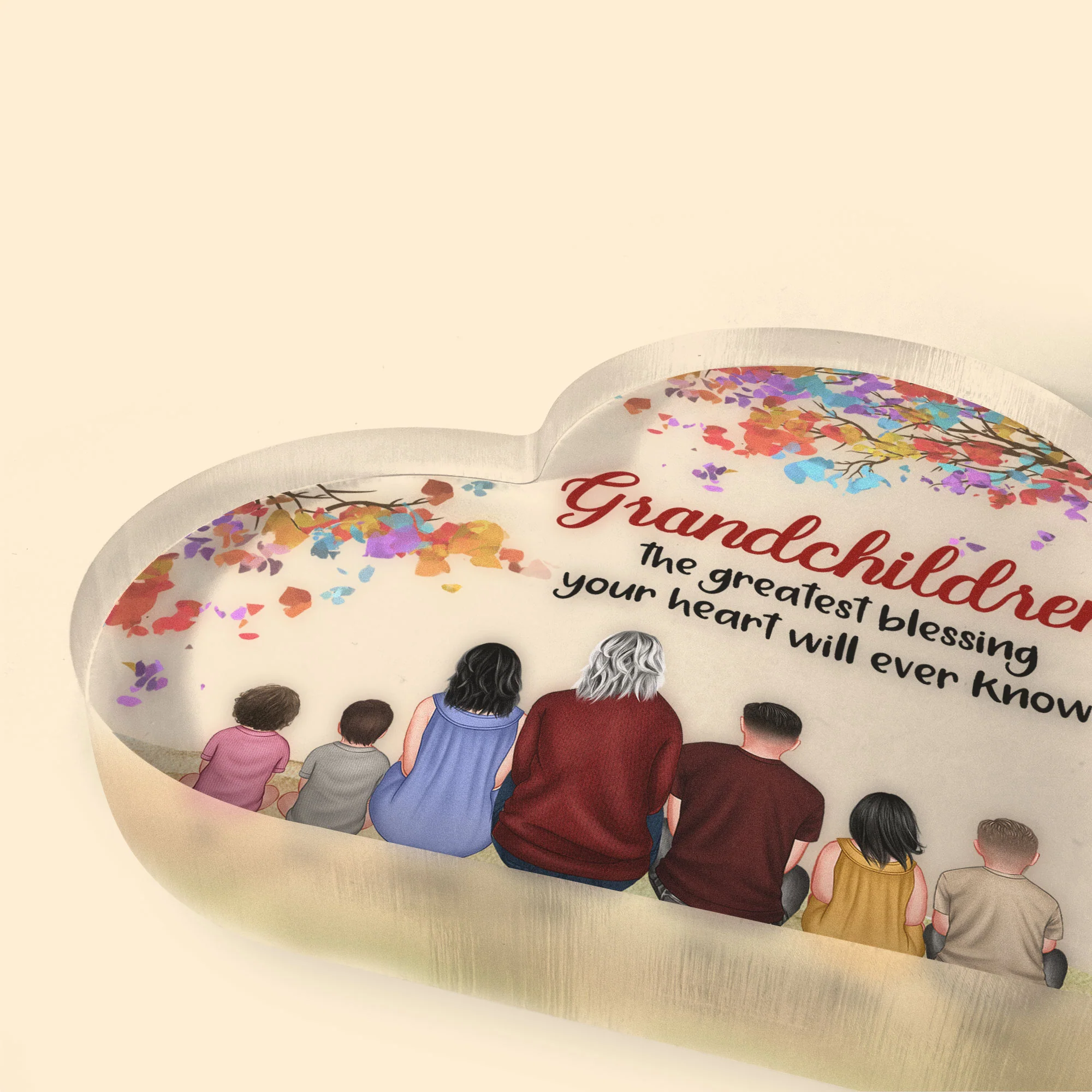 Grandchildren Are The Greatest Blessing - Personalized Heart Shaped Acrylic Plaque - Image 3