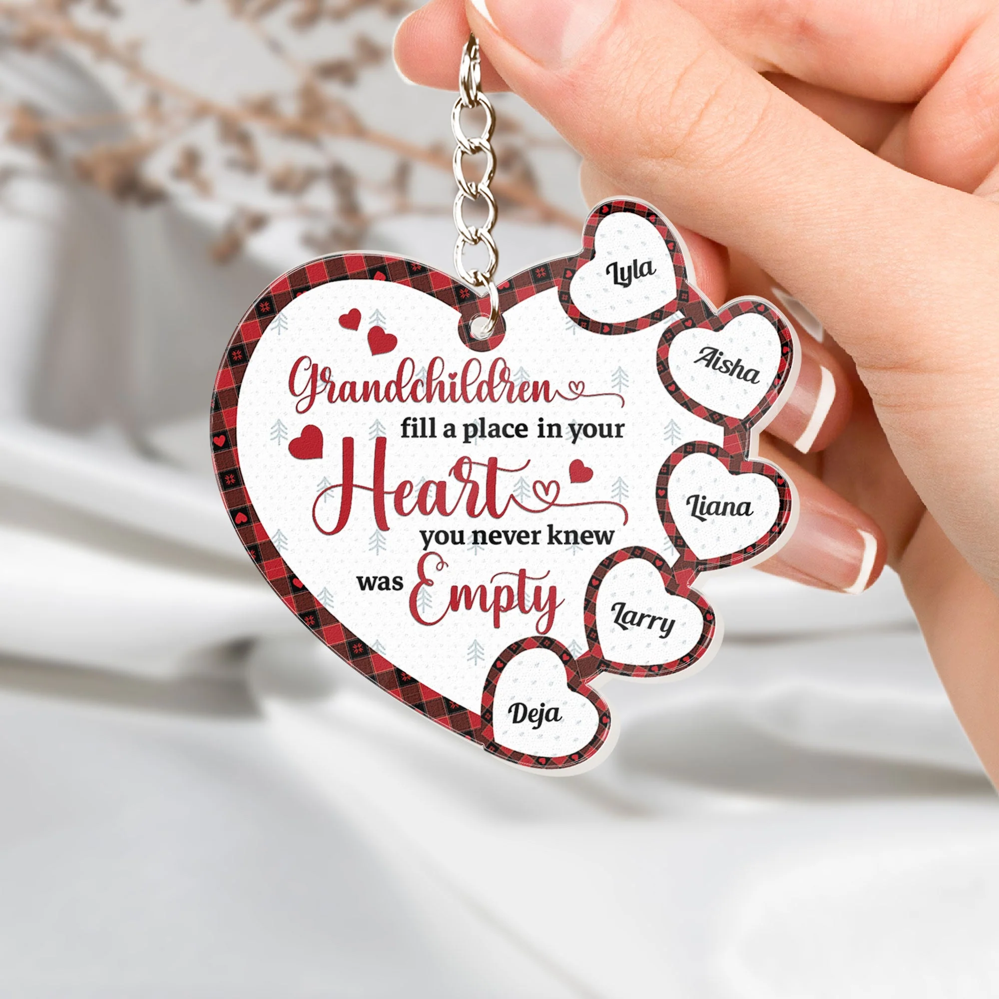 Grandchildren Fill A Place In Your Heart - Personalized Acrylic Keychain - Image 2