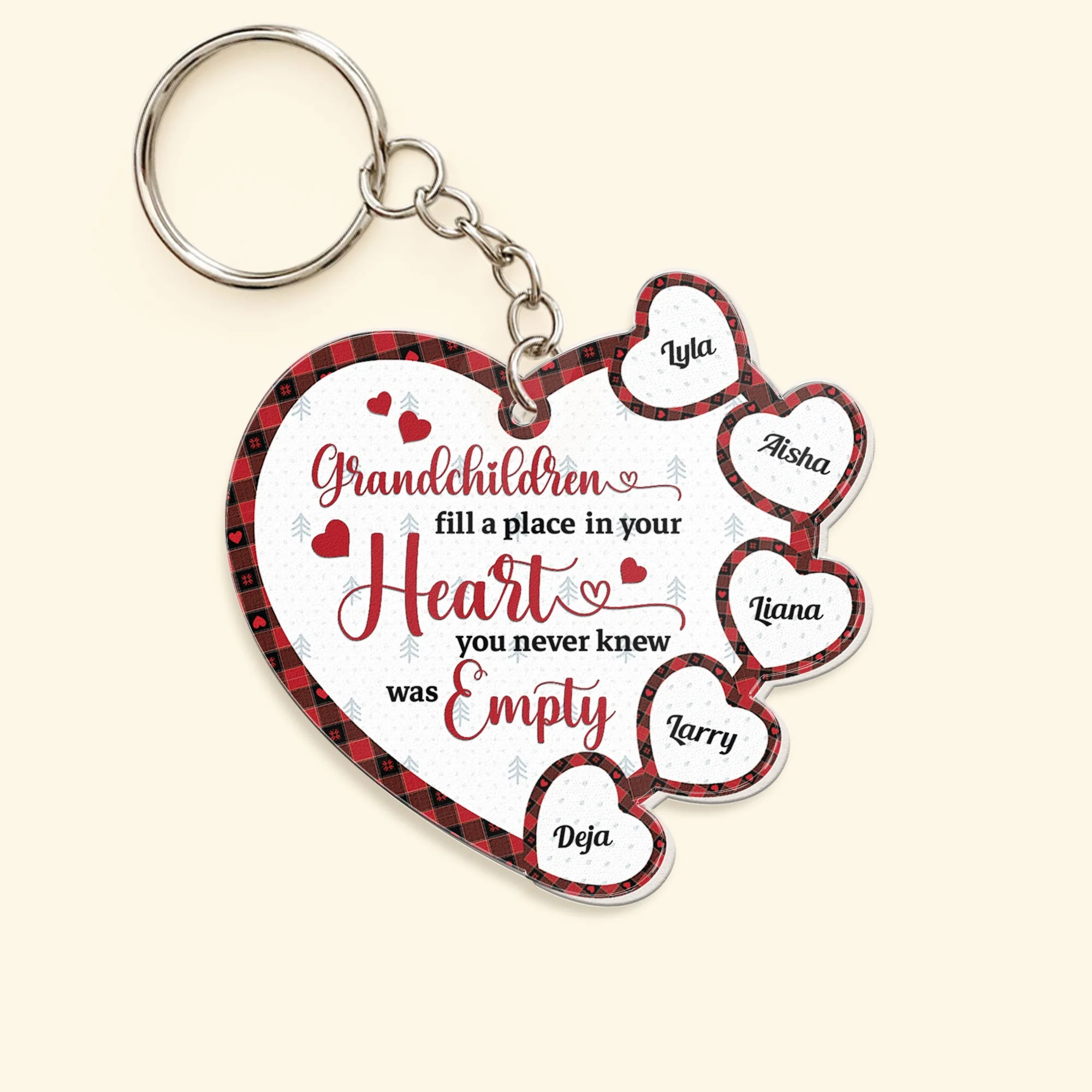 Grandchildren Fill A Place In Your Heart - Personalized Acrylic Keychain - Image 3