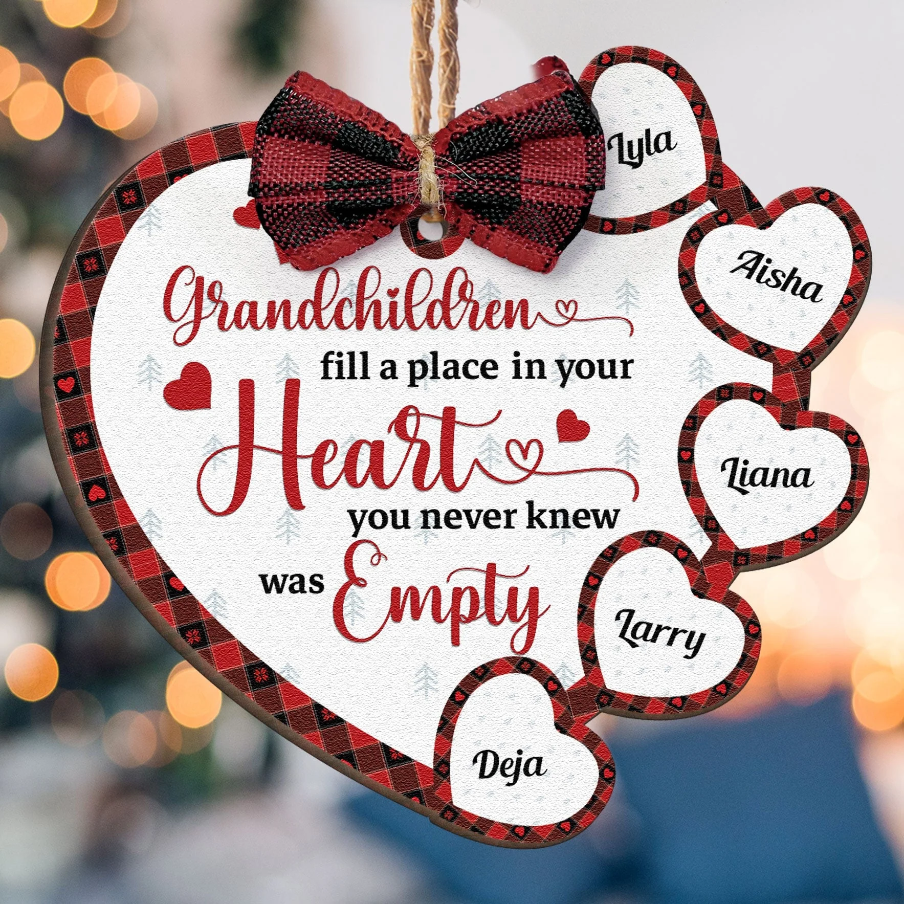 Grandchildren Fill A Place In Your Heart - Personalized Wooden Ornament - Image 4