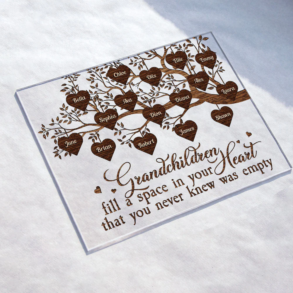 Grandchildren Fill The Space In Grandma's Heart - Personalized Acrylic Plaque - Image 2