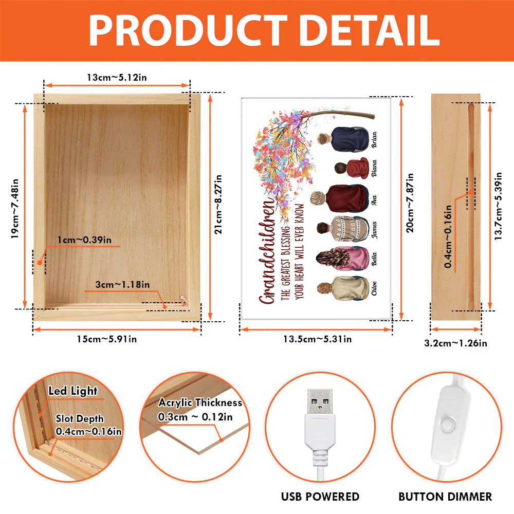 Grandchildren, The Greatest Blessing - Personalized Frame Light Box - Image 5