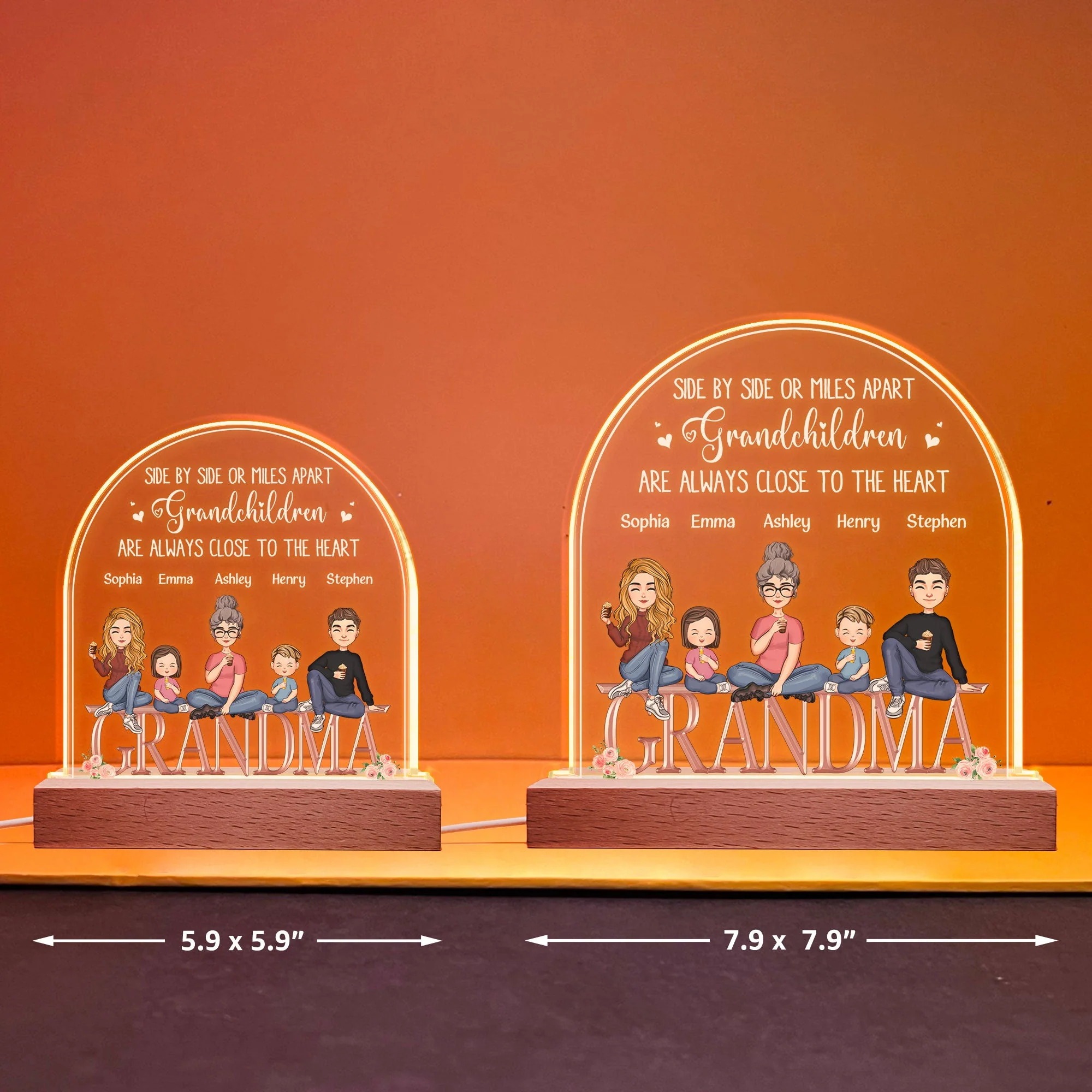 Grandkids Are Always Close To The Heart - Personalized LED Light - Mother's Day, Birthday, Loving Gift For Grandma, Nana, Gigi
