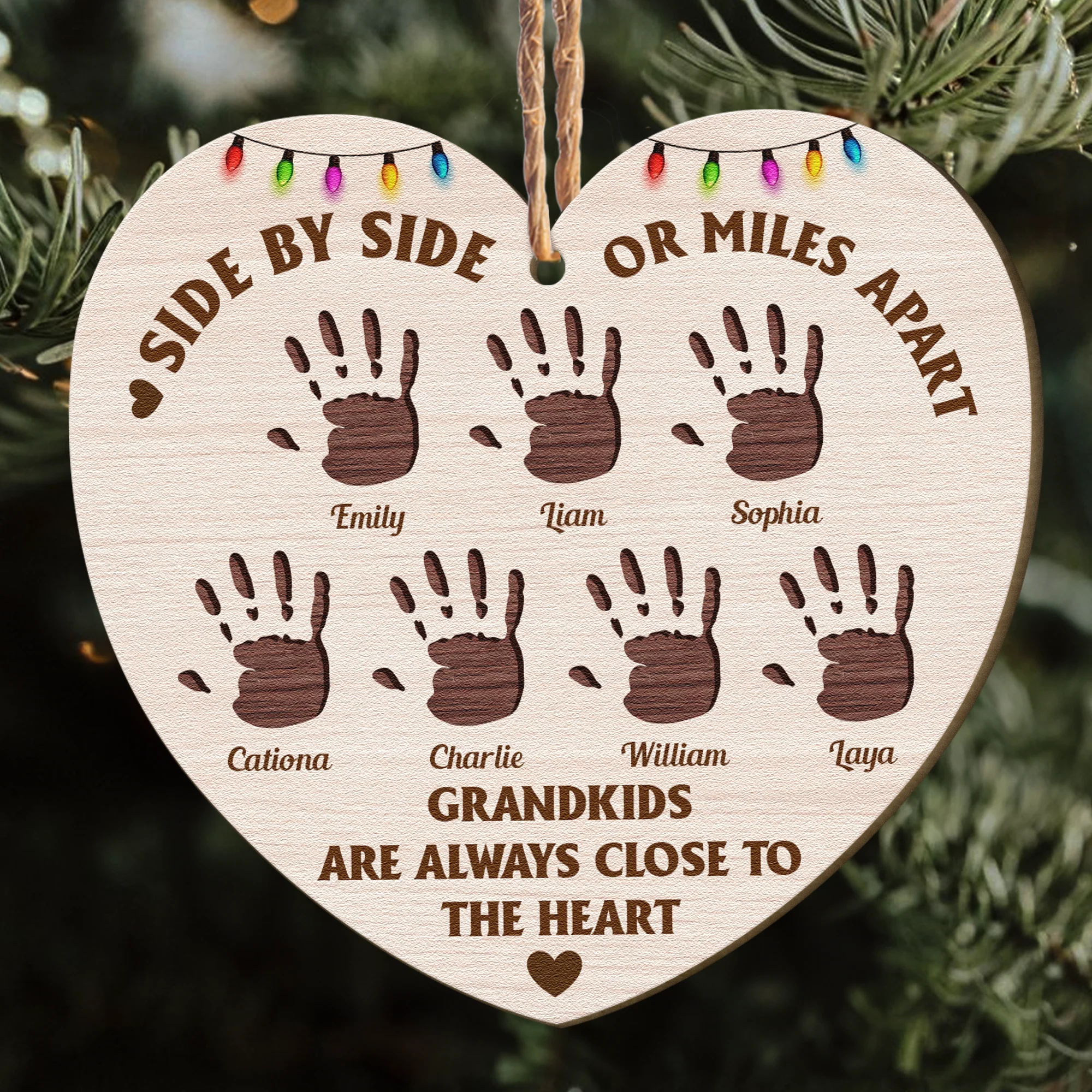 Grandkids Are Always Close To The Heart - Personalized Wooden Ornament - Image 2