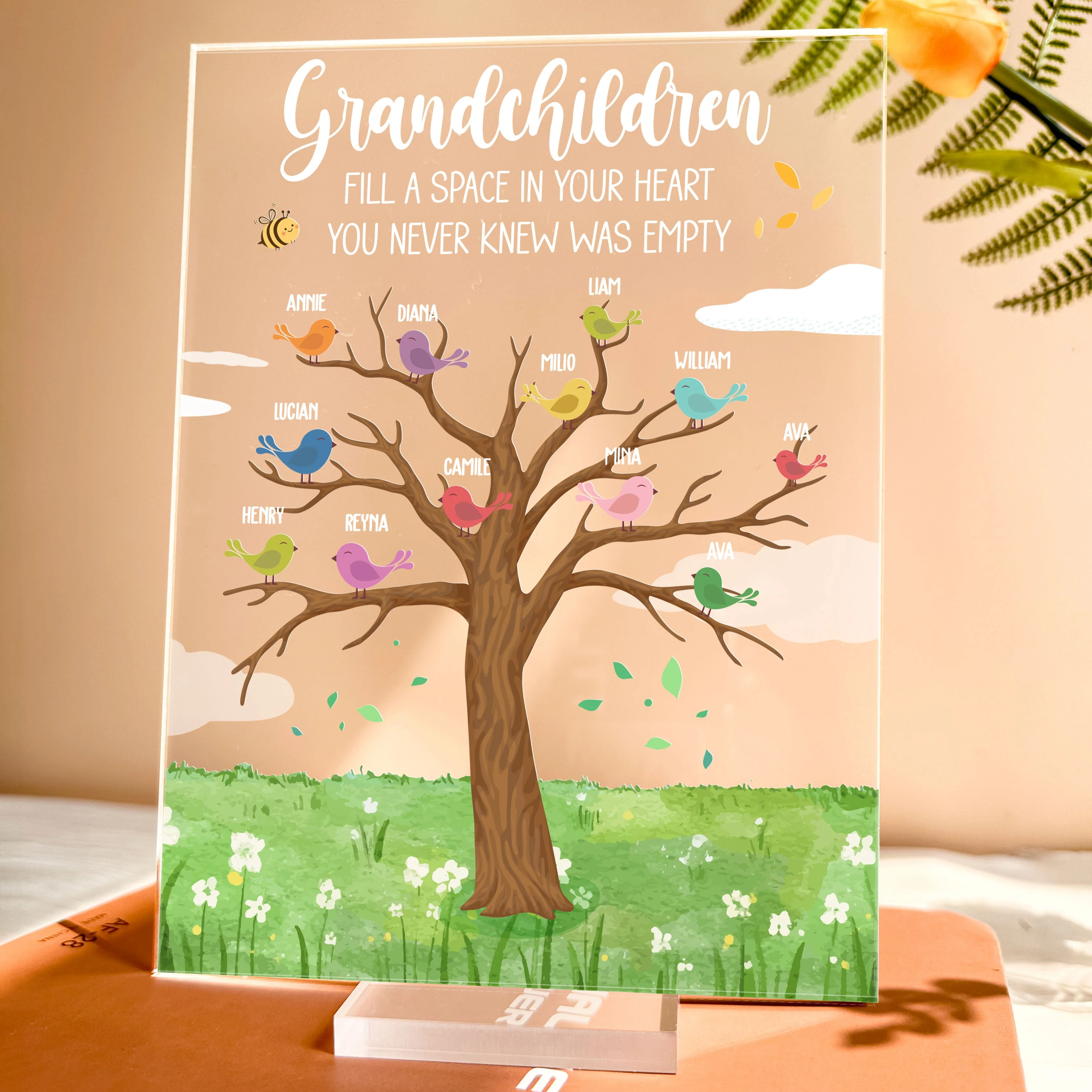 Grandkids Fill A Space In Your Heart - Personalized Acrylic Plaque - Image 3