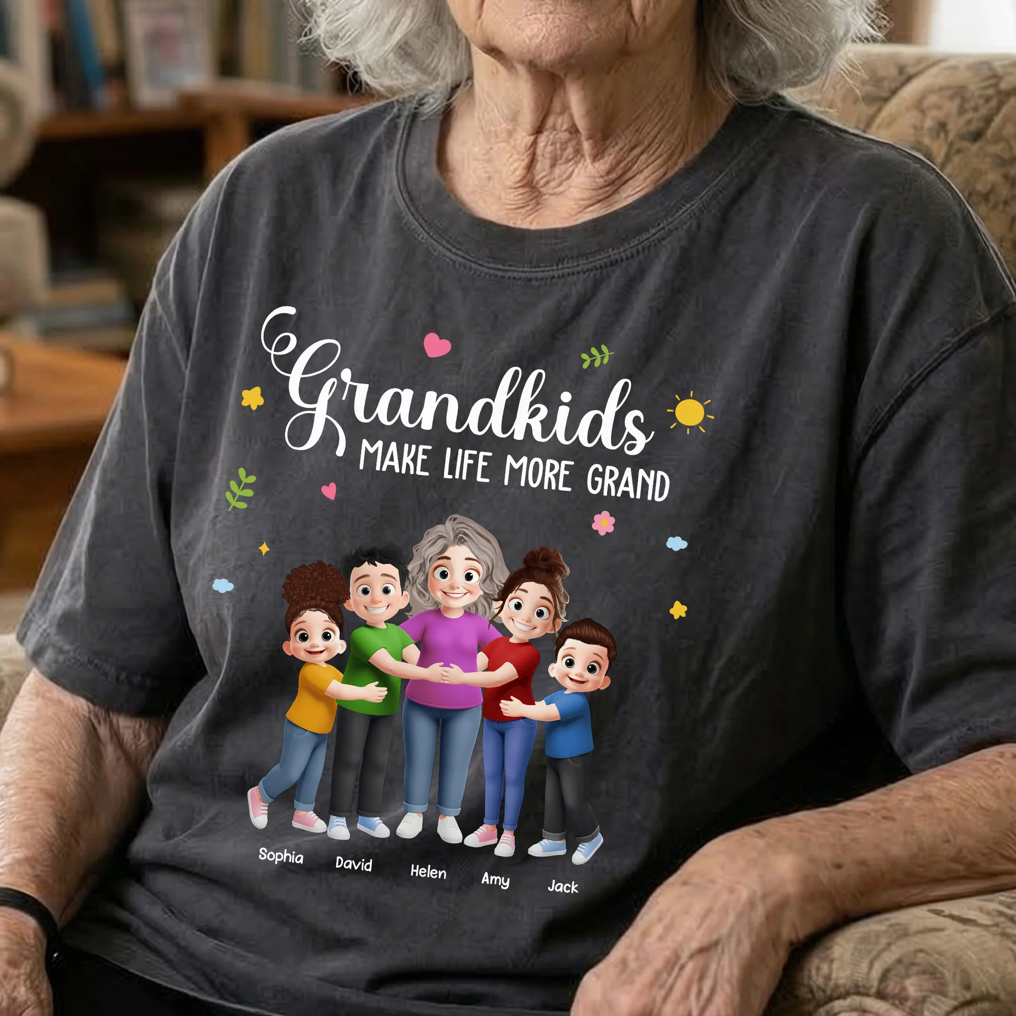 Grandkids Make Life More Grand Grandma Hug - Personalized Shirt - Image 3