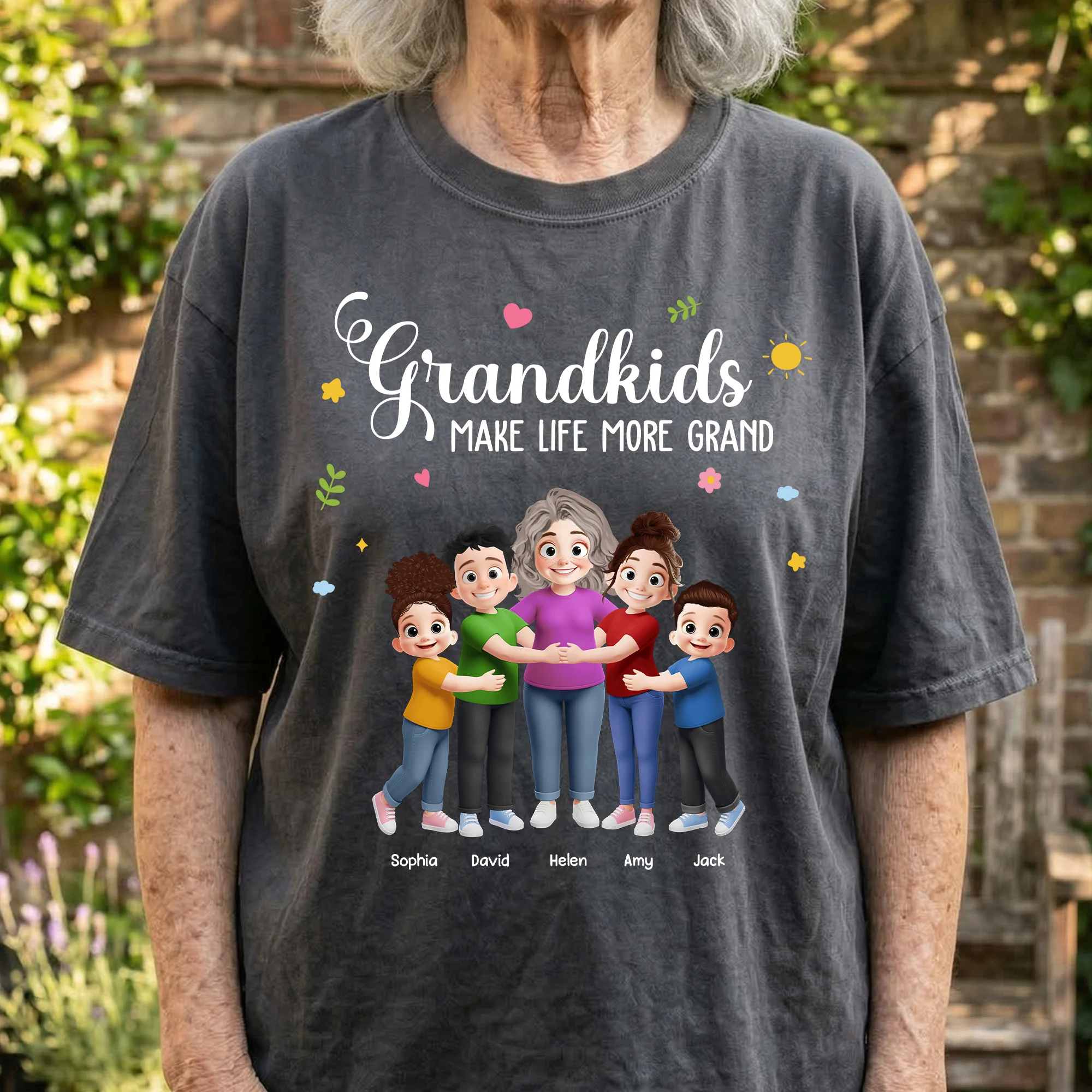 Grandkids Make Life More Grand Grandma Hug - Personalized Shirt - Image 4