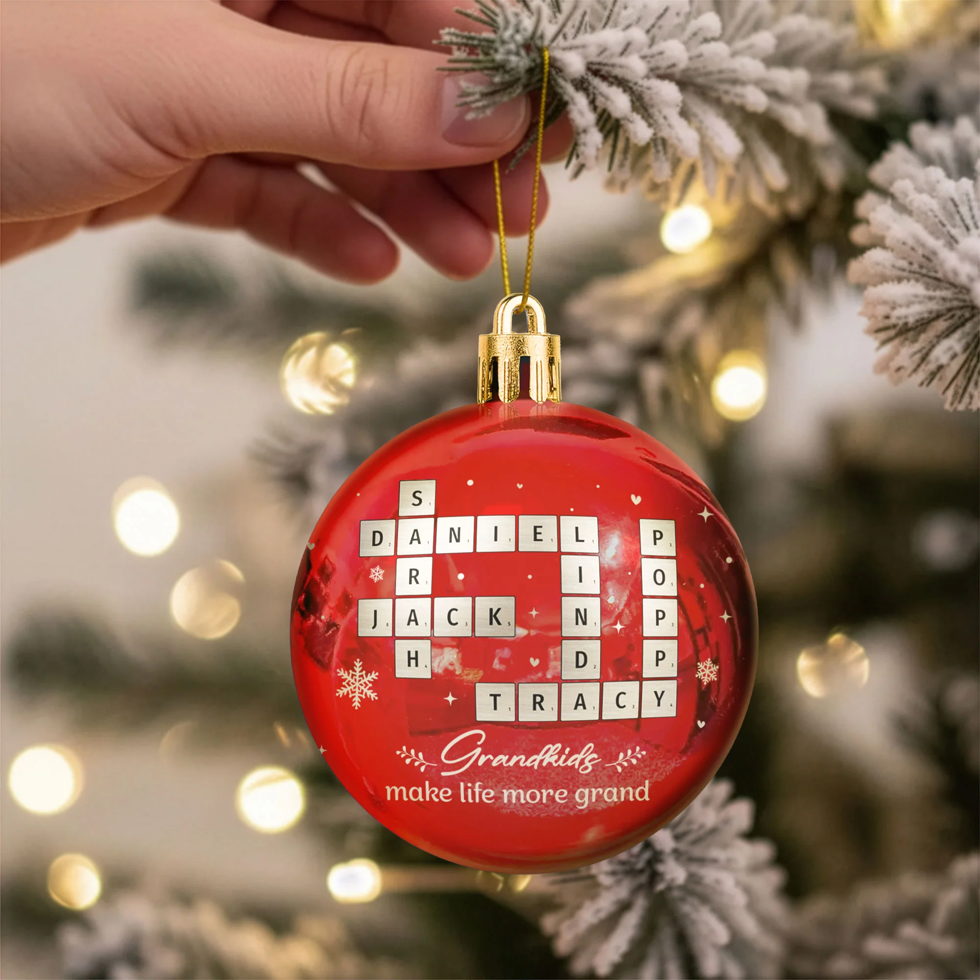 Grandkids Make Life More Grand - Personalized Ball Ornament - Image 3