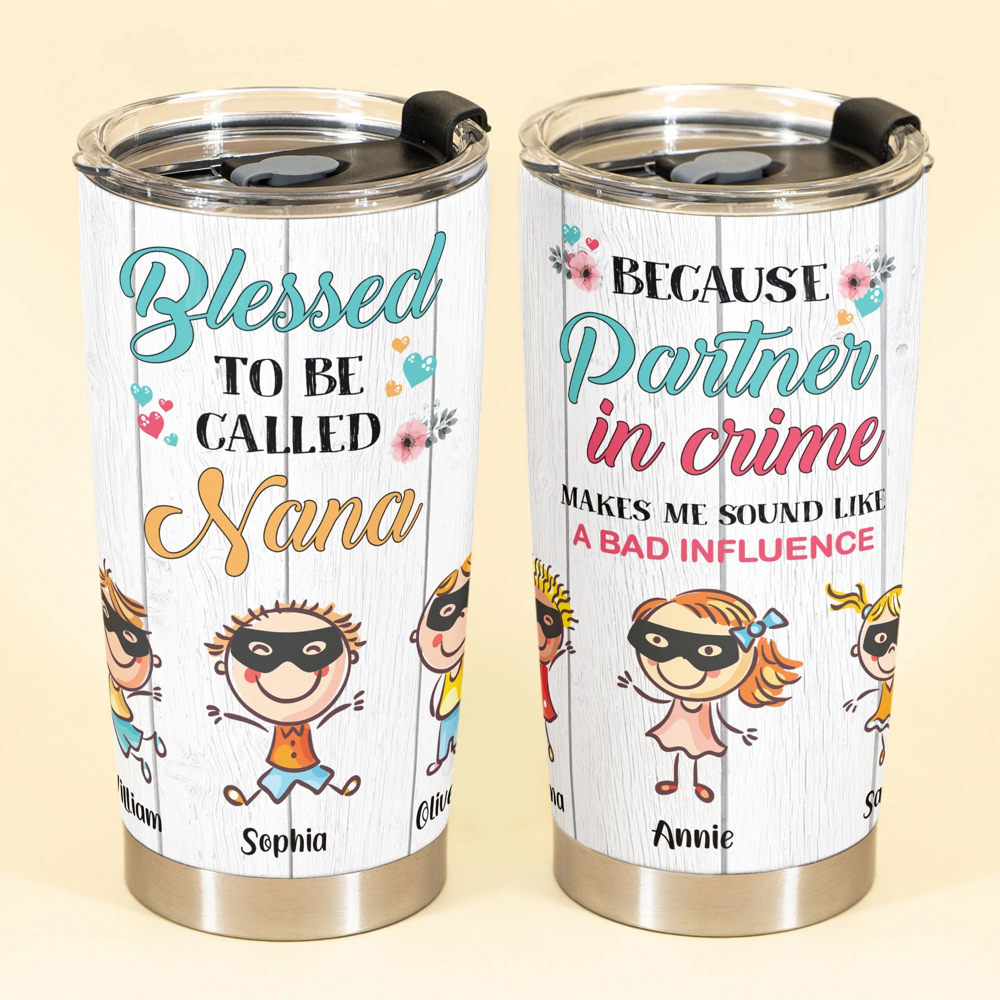 Grandkids Partners In Crime - Personalized Tumbler Cup - Gift For Grandmother - Image 2