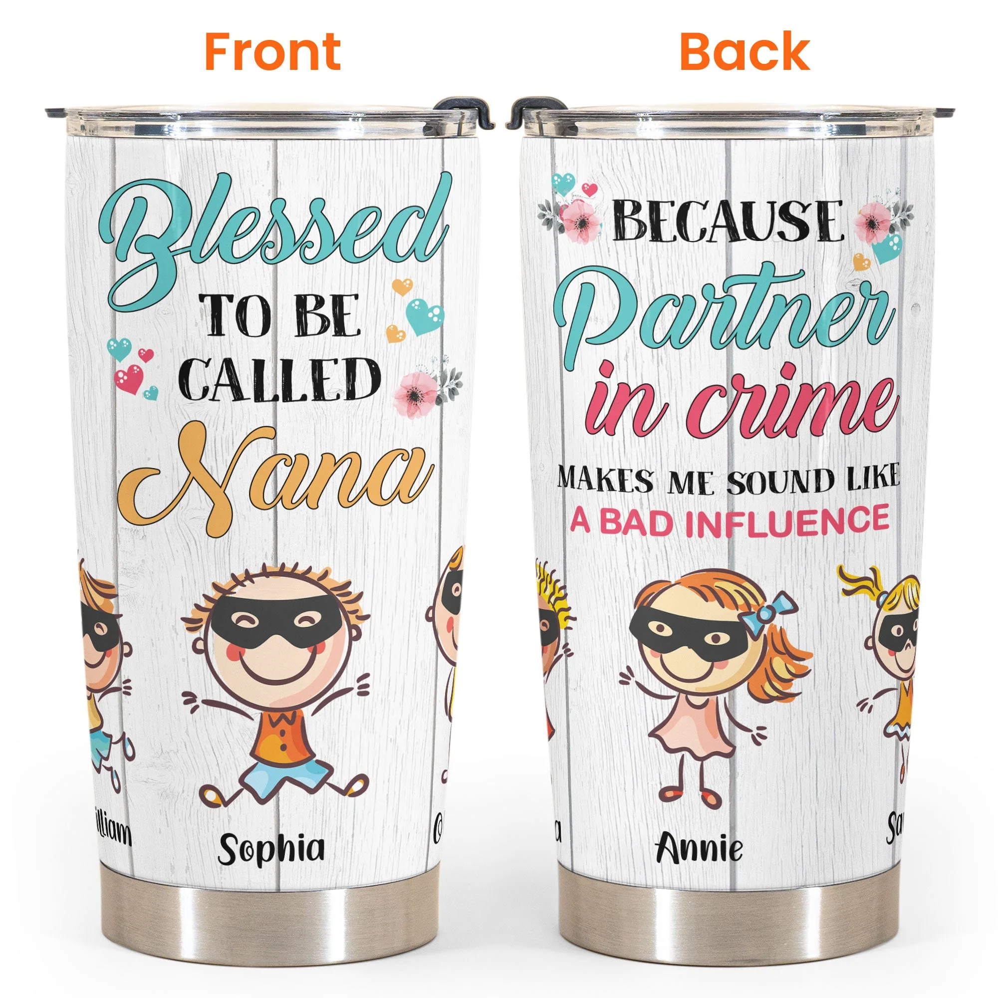 Grandkids Partners In Crime - Personalized Tumbler Cup - Gift For Grandmother - Image 4