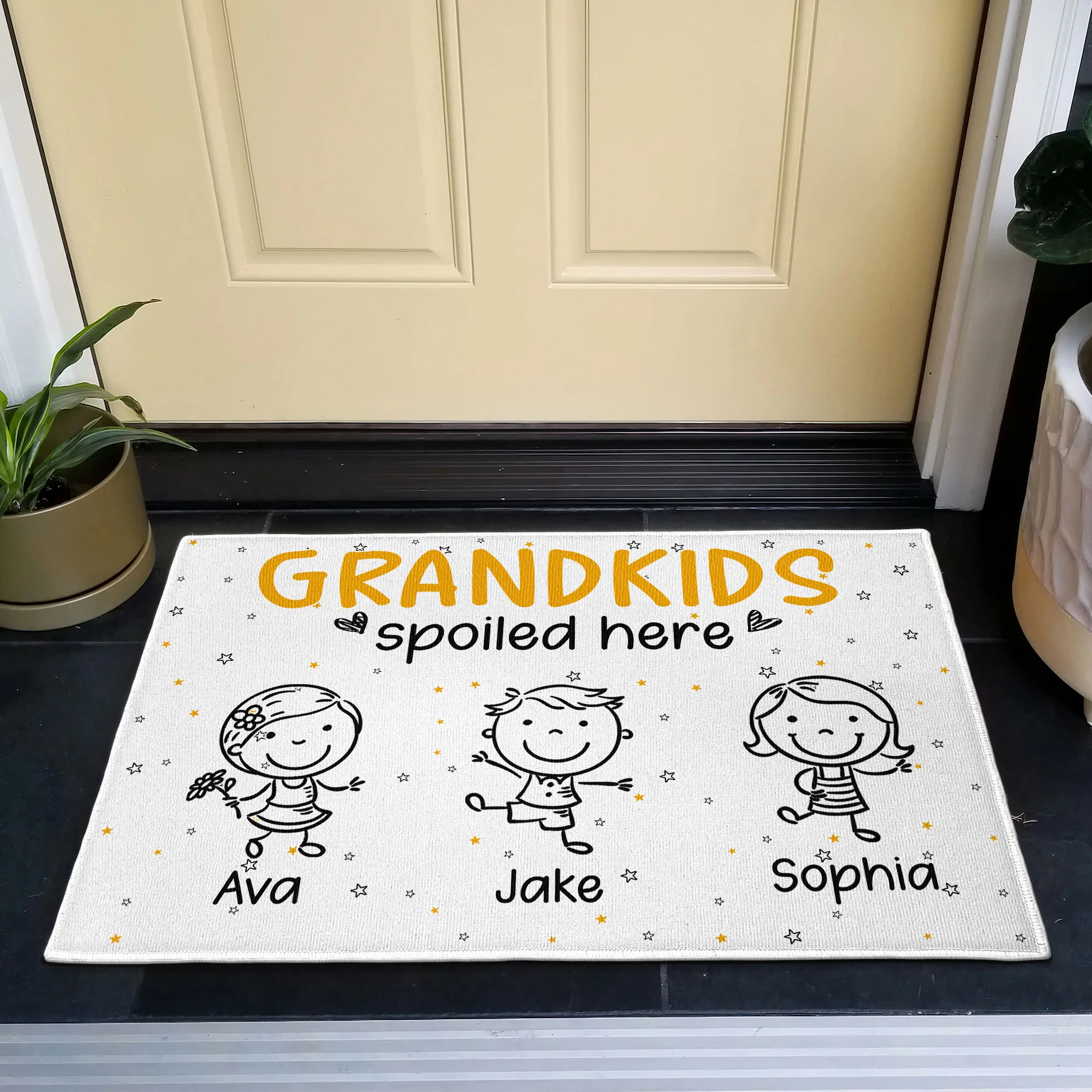 Grandkids Spoiled Here Doodle - Personalized Doormat - Image 2