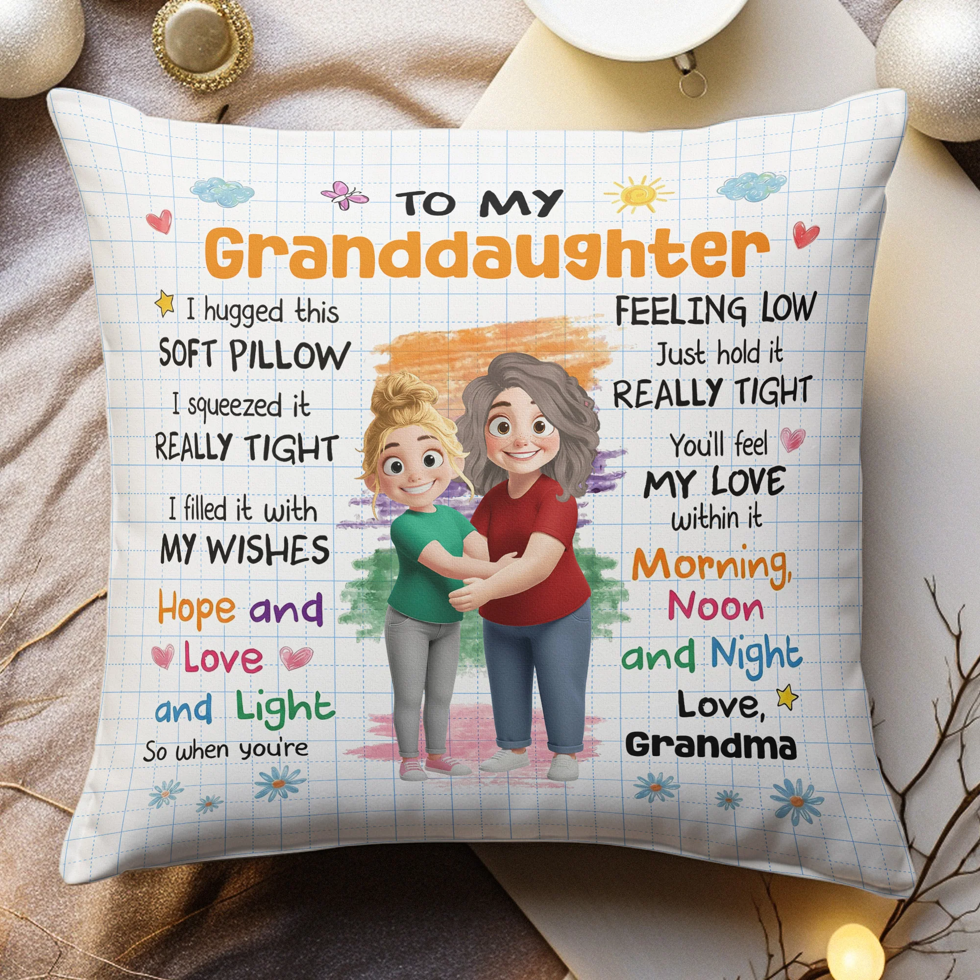 Grandma And Grandkid Hug This - Personalized Pillow (Insert Included) - Image 3