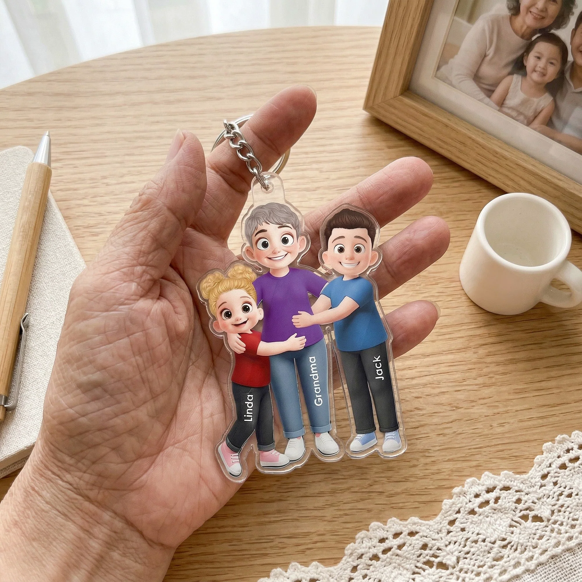 Grandma And Grandkid Love - Personalized Keychain - Image 6