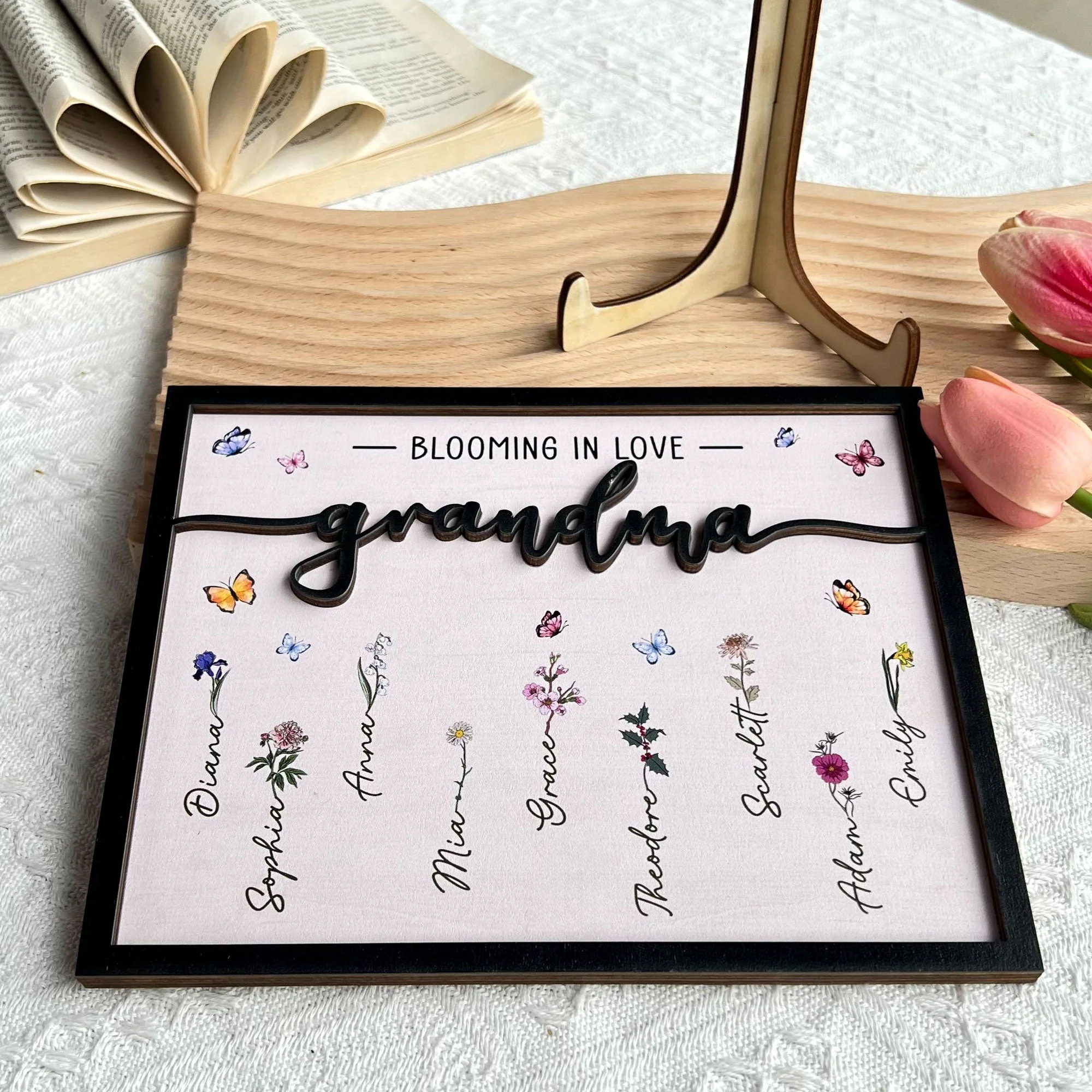 Grandma Blooming In Love - Personalized Wooden Plaque - Image 3