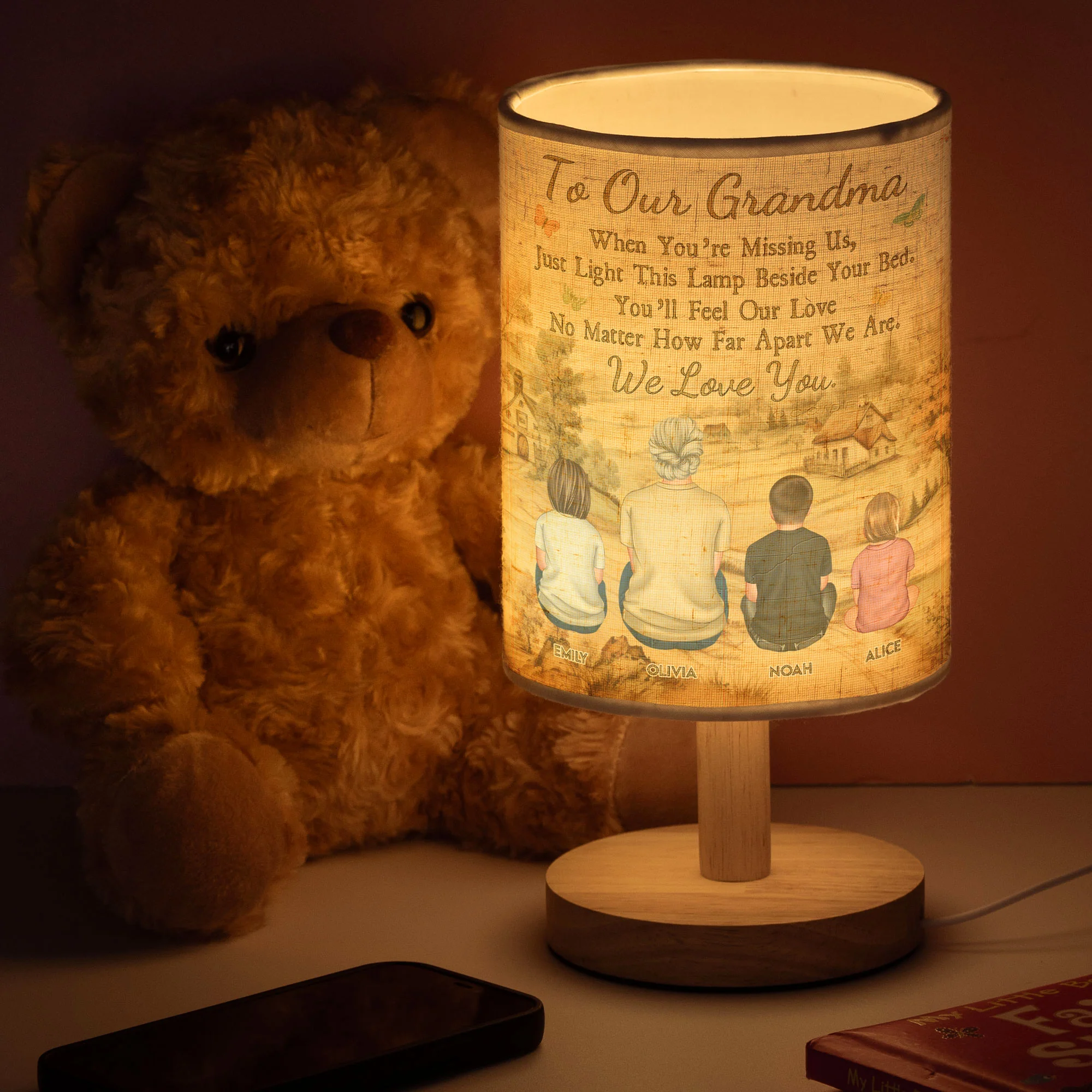 Grandma Blue Flower - Personalized Fabric Lamp - Image 4