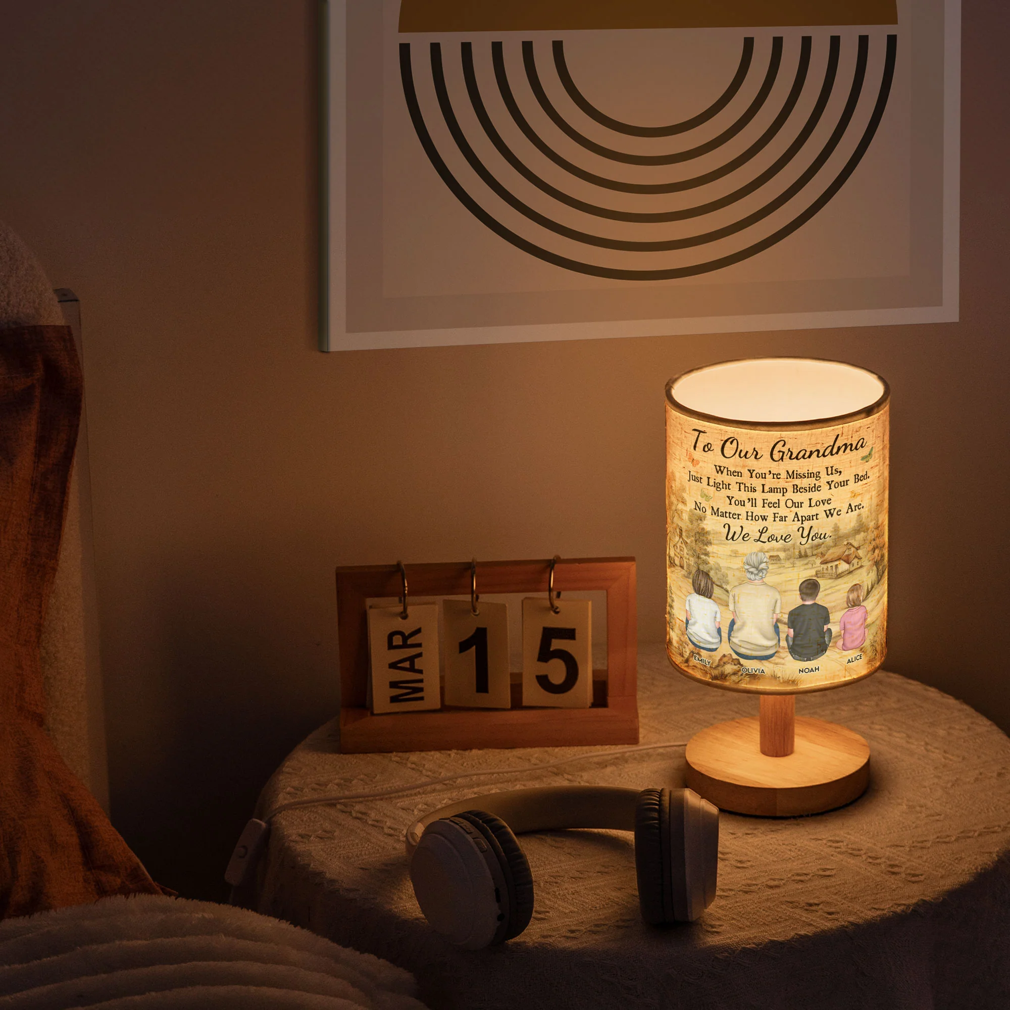 Grandma Blue Flower - Personalized Fabric Lamp - Image 6