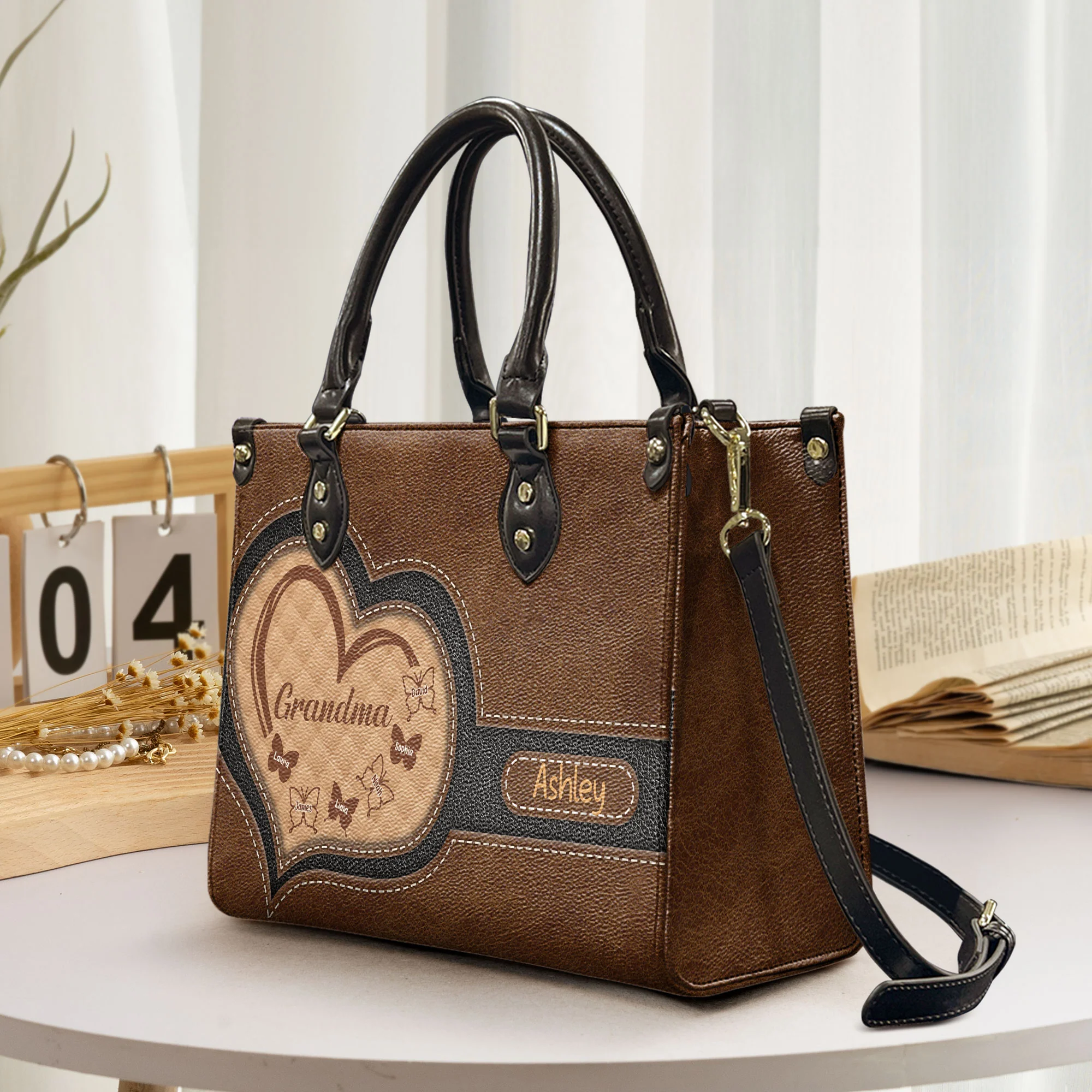 Grandma - Butterfly Version - Personalized Leather Bag - Image 2