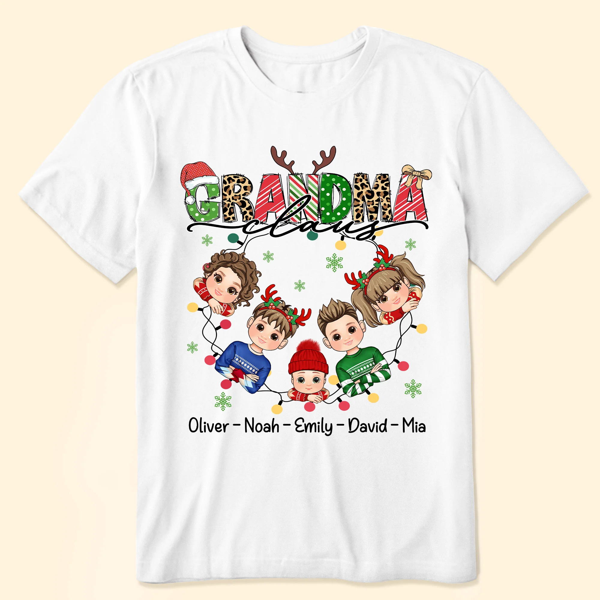 Grandma Claus With Grandkids - Personalized Shirt - Image 3