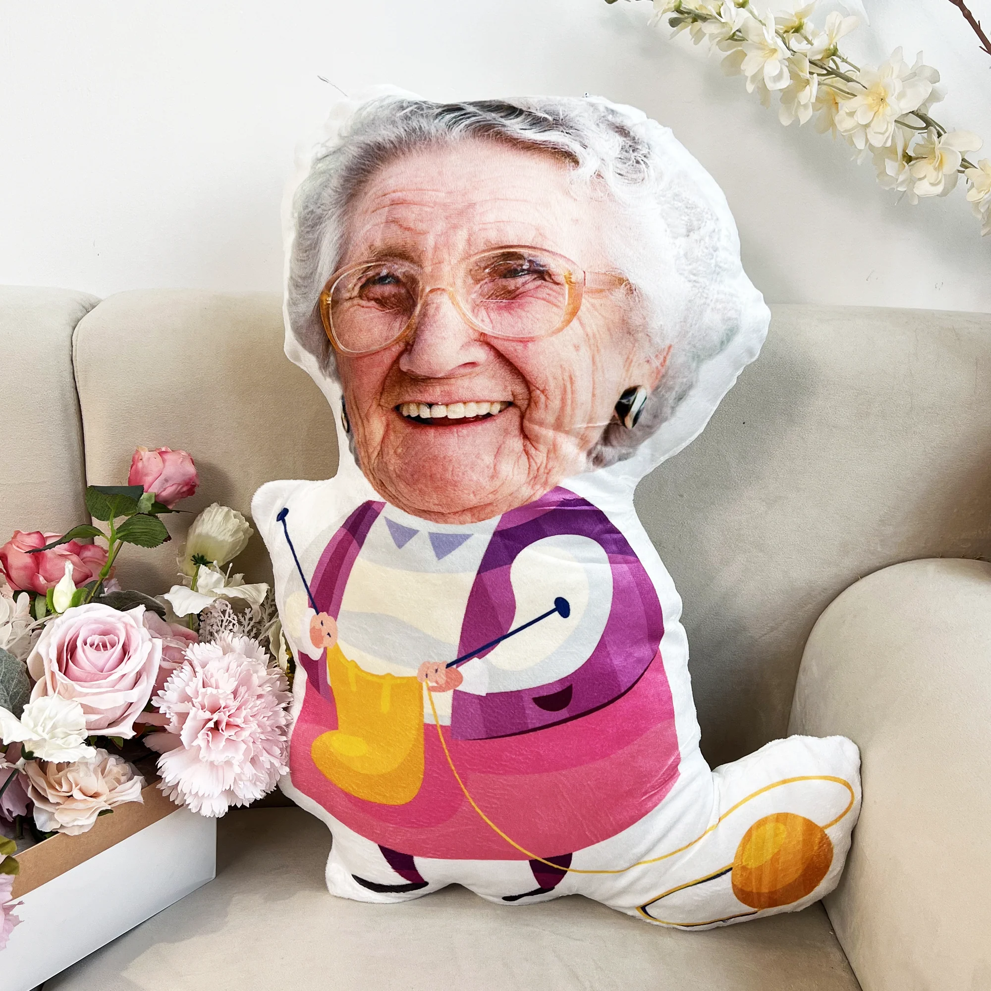 Grandma Custom Face - Personalized Photo Custom Shaped Pillow - Image 4
