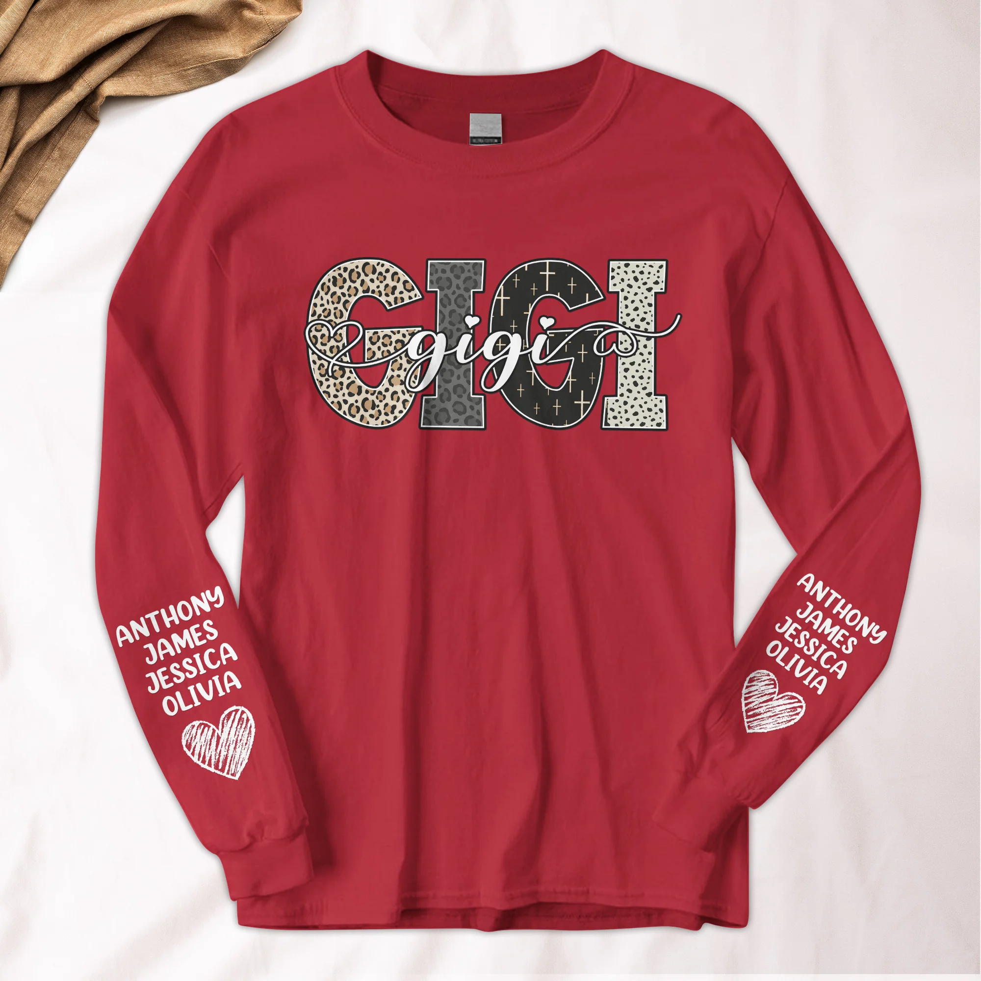 Grandma Custom Kids Name Bible Pattern Style - Custom Long Sleeve T-Shirt - Image 2