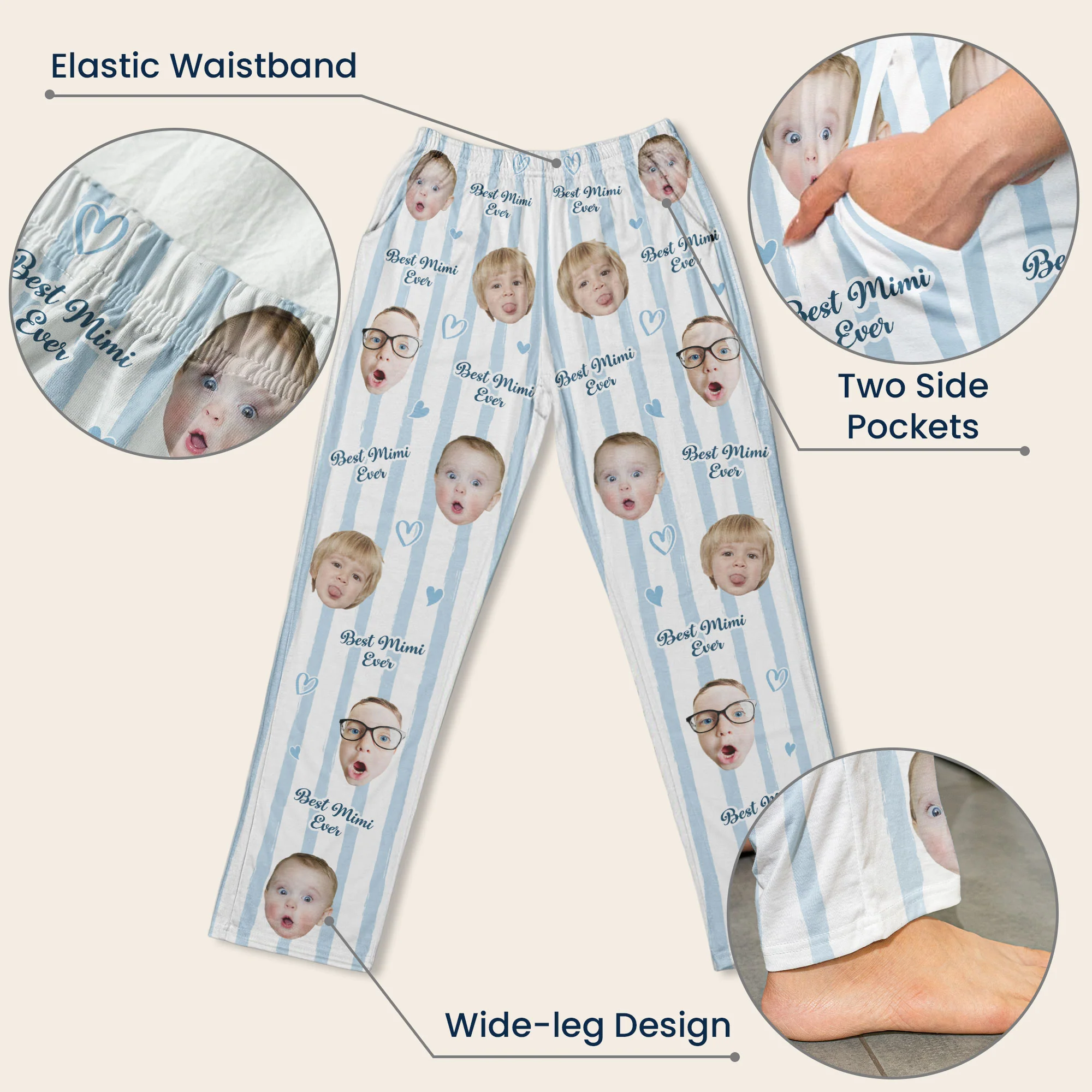 Grandma Custom Kids Photo - Personalized Photo Sweatpants, Lounge Pants With Pockets - Image 7