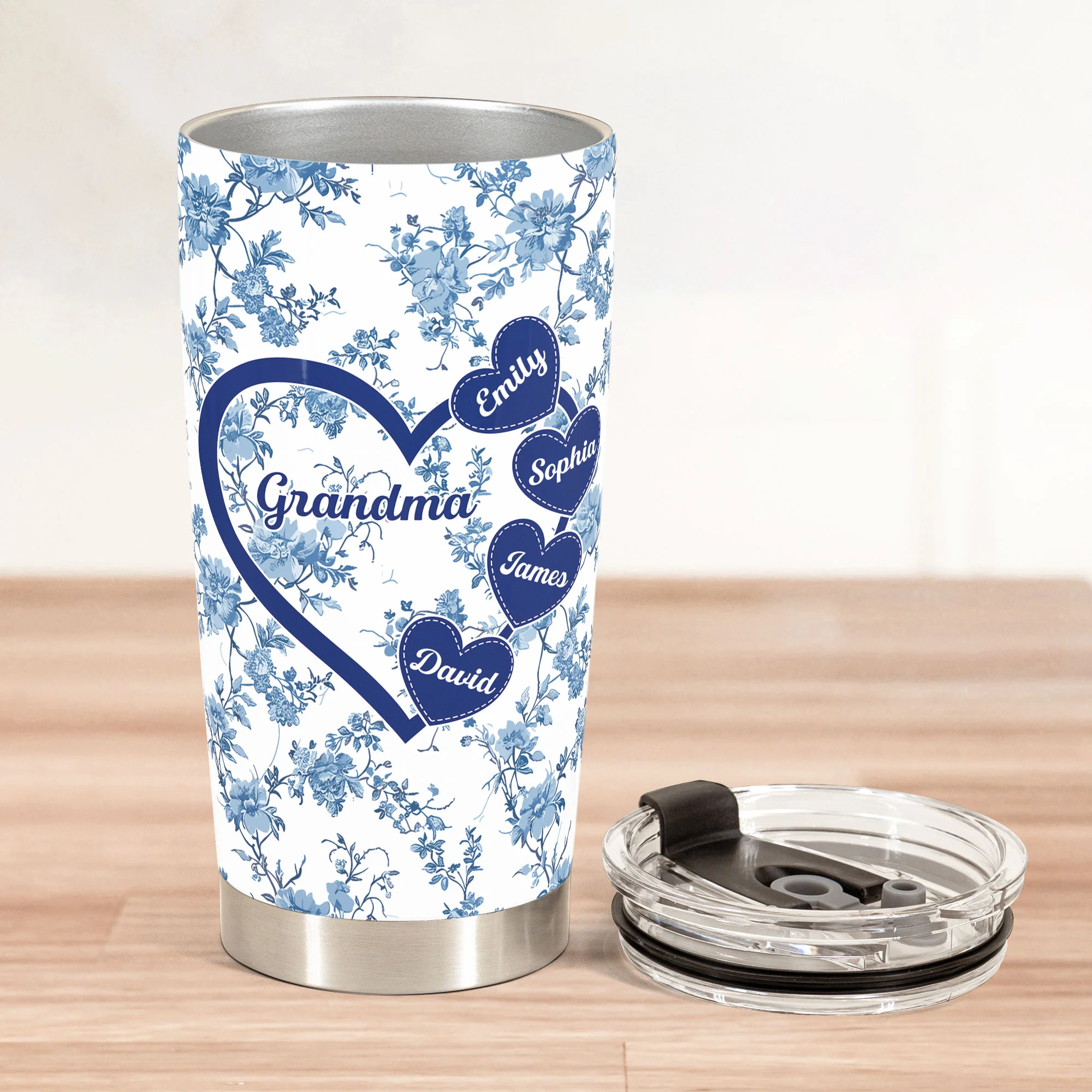 Grandma - Floral Version - Personalized Tumbler Cup - Image 3