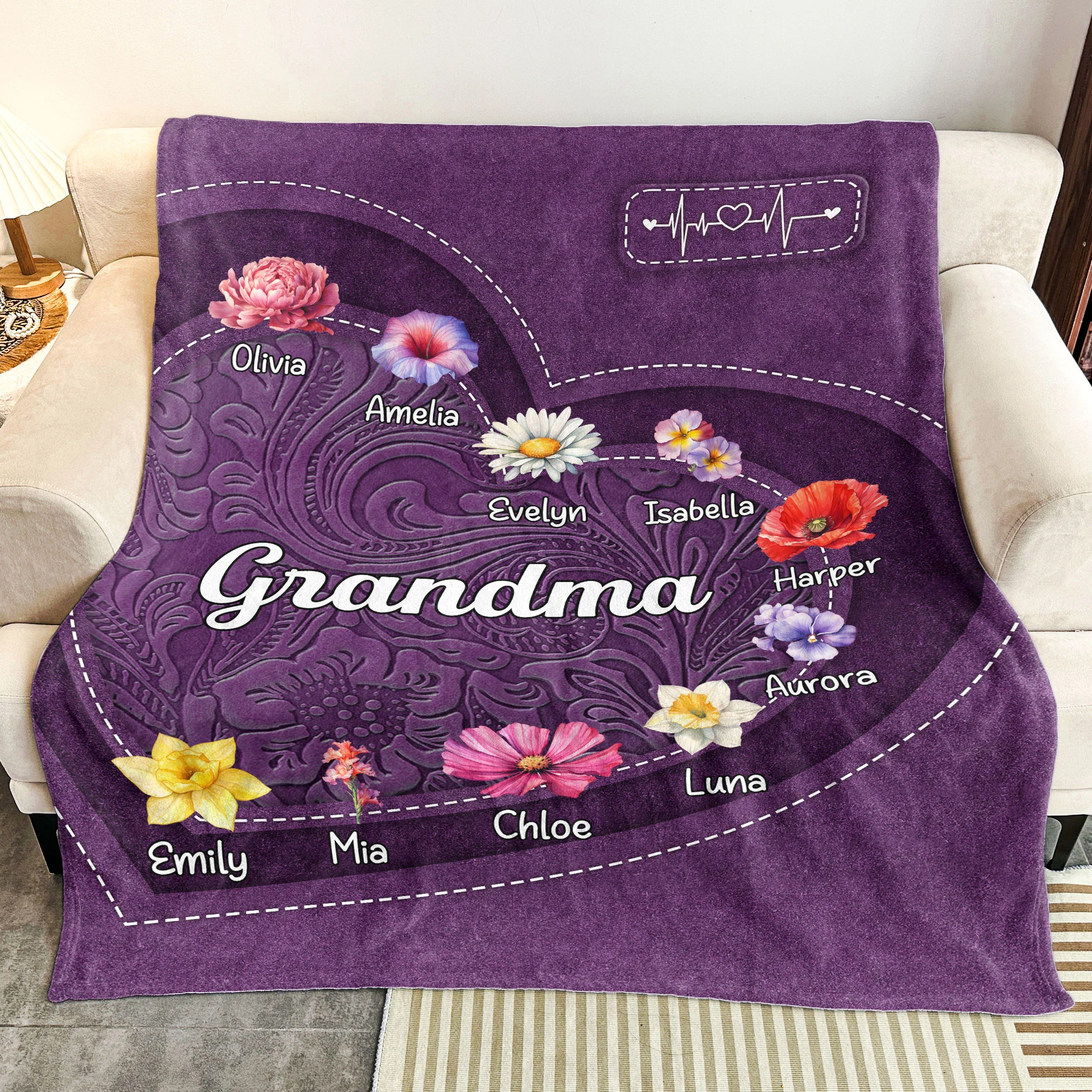 Grandma - Flower Version - Personalized Blanket - Image 3