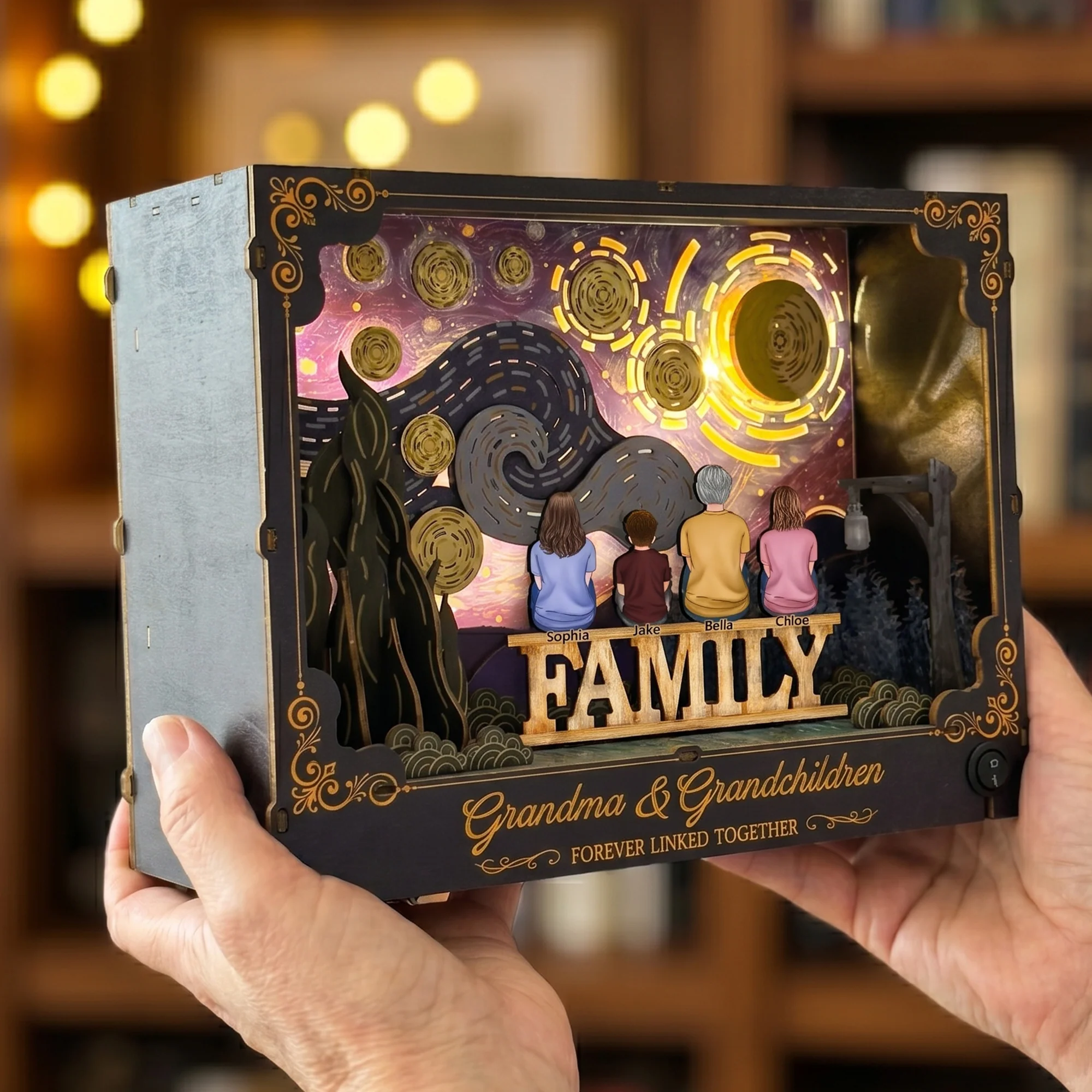 Grandma & Grandchildren Forever Linked Together - Personalized DIY Book Nook Kit - Image 3