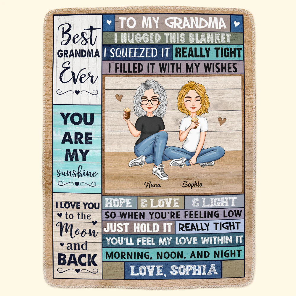 Grandma - I Love You - Personalized Grandma Blanket - Image 3