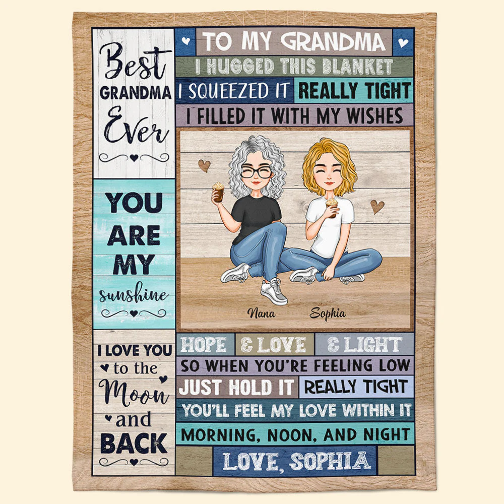 Grandma - I Love You - Personalized Grandma Blanket - Image 7