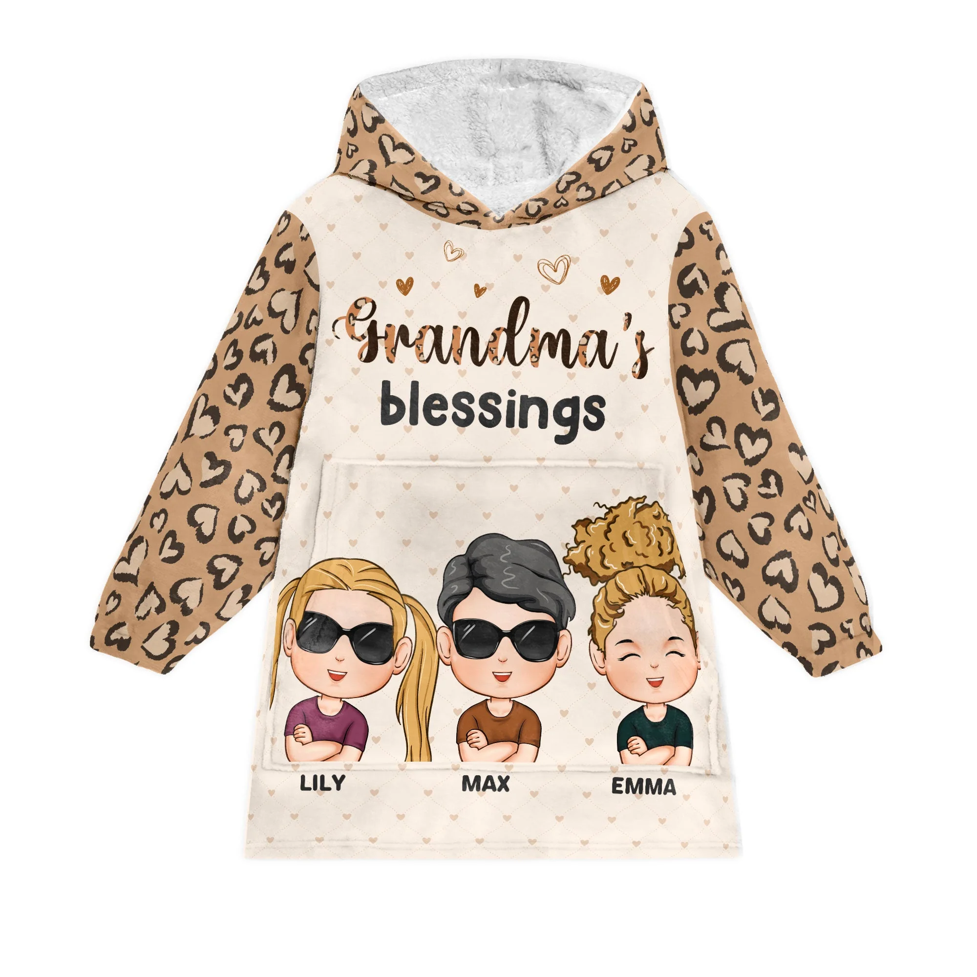 Grandma Mommy's Blessings - Personalized Oversized Blanket Hoodie - Image 4