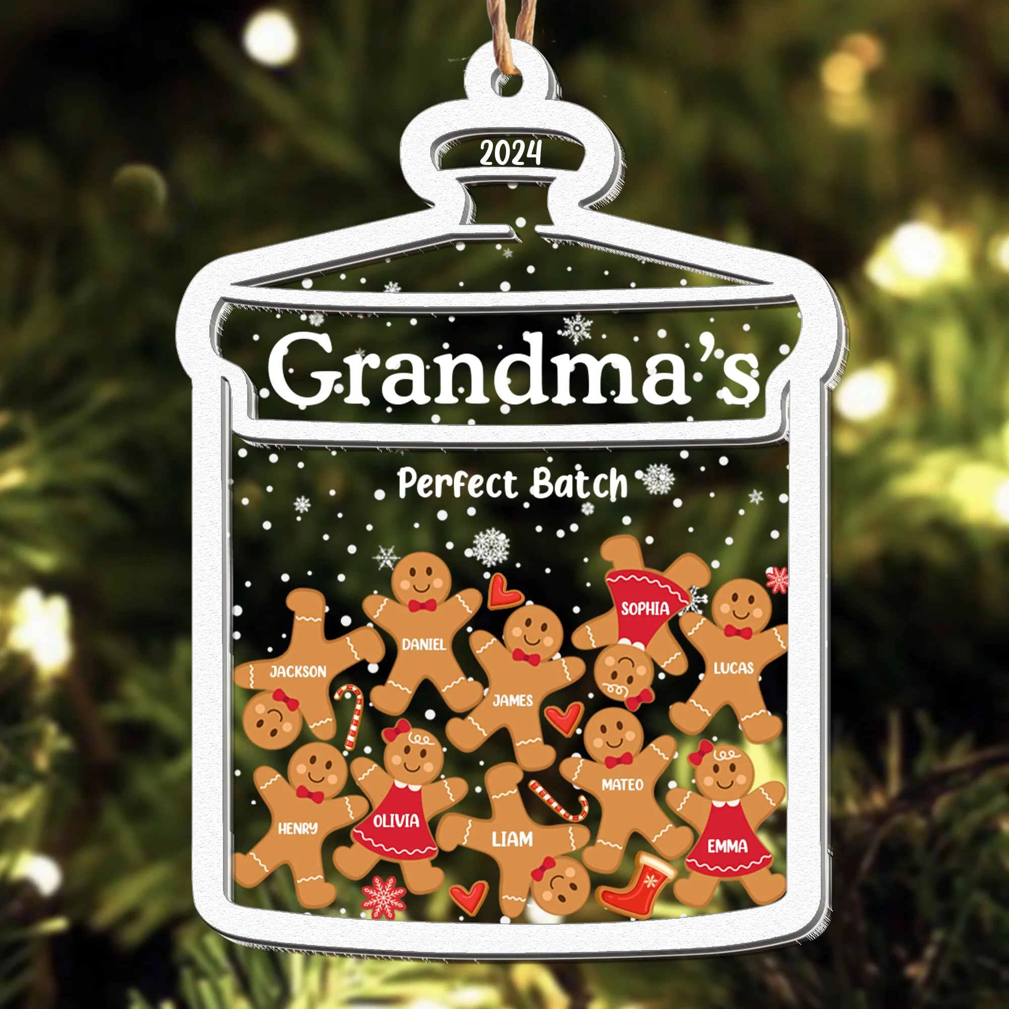 Grandma Perfect Batch Gingerbread - Personalized Wood And Acrylic Ornament - Gift For Grandma - Image 3
