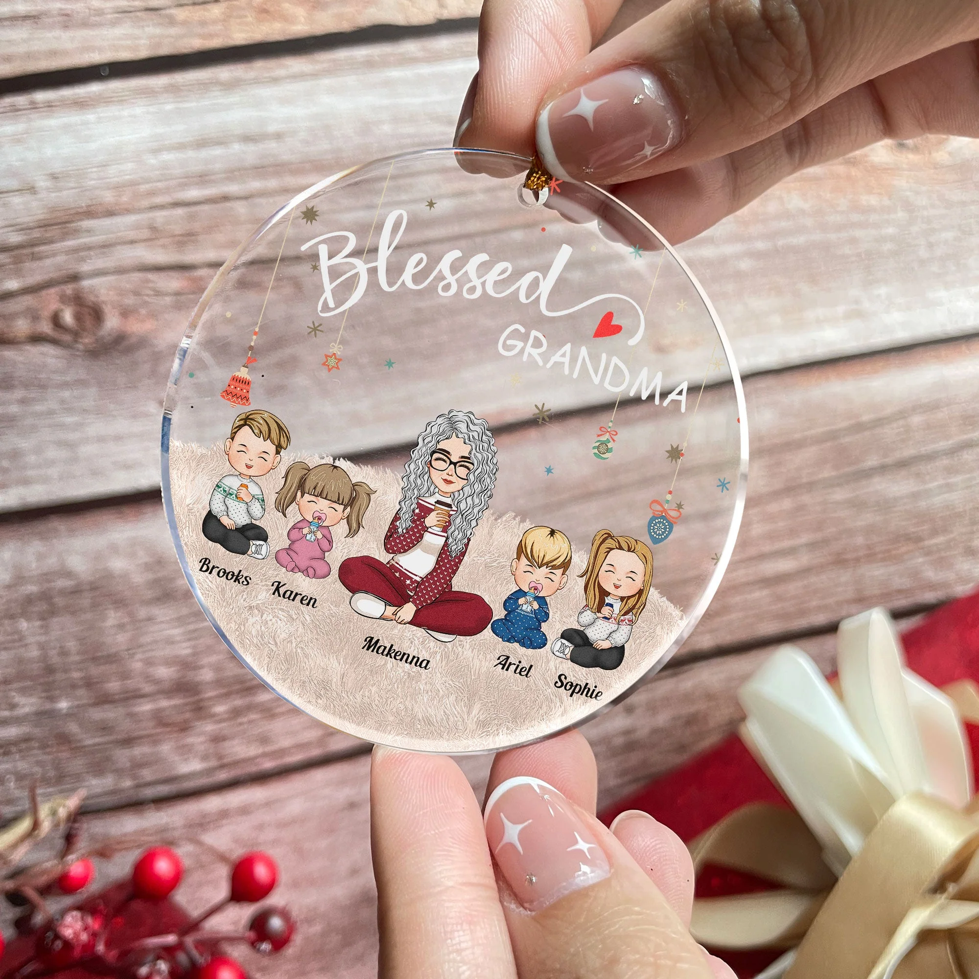 Grandma - Personalized Circle Acrylic Ornament - Image 3