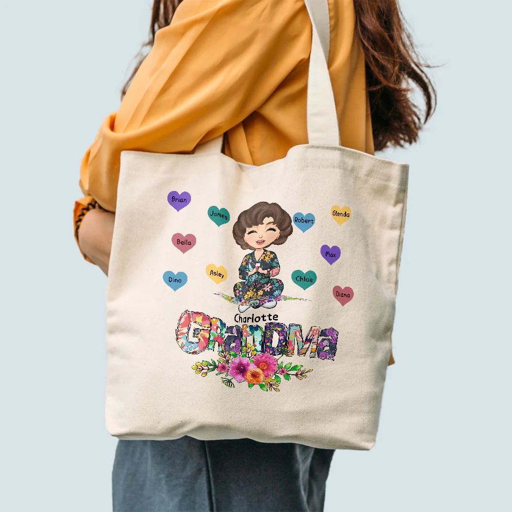 Grandma - Personalized Tote Bag - Birthday, Mother's DayGift For Mom, Grandma, Nana, Gigi - Image 2