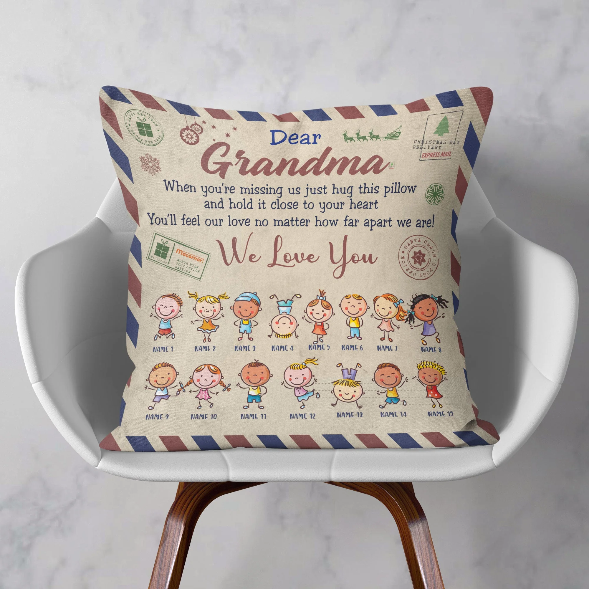 Grandma Postcard - Personalized Pillow (Insert Included) - Christmas Gift For Grandma - Image 2
