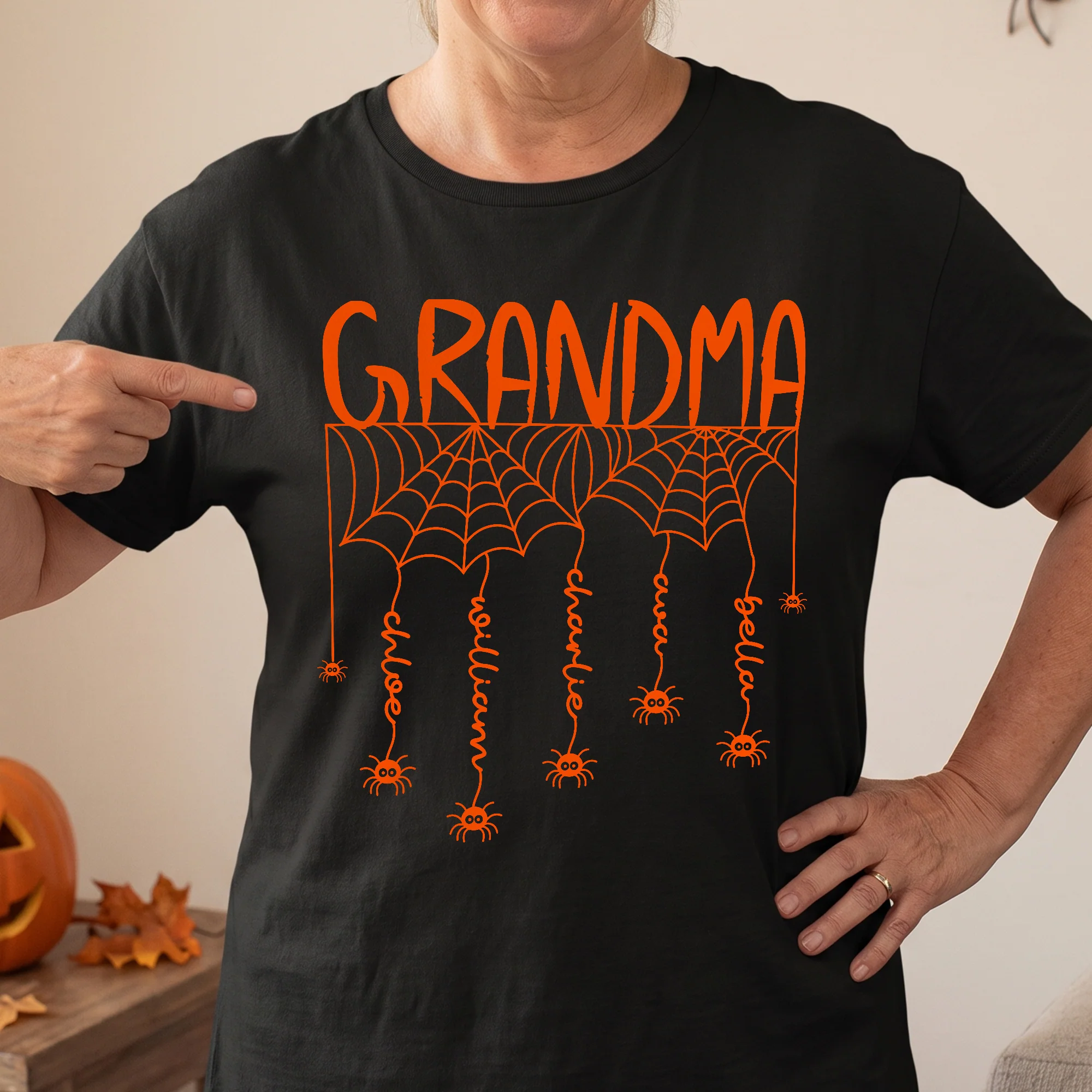 Grandma Spooky Spiders Web - Personalized Shirt - Image 2