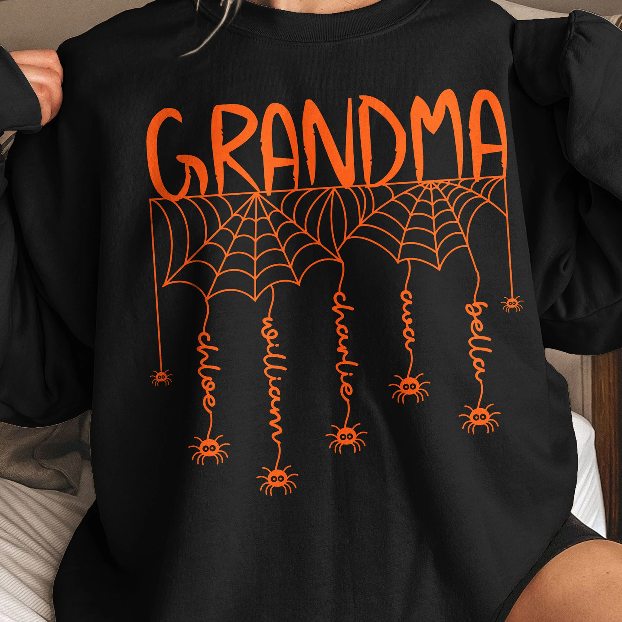 Grandma Spooky Spiders Web - Personalized Shirt - Image 5