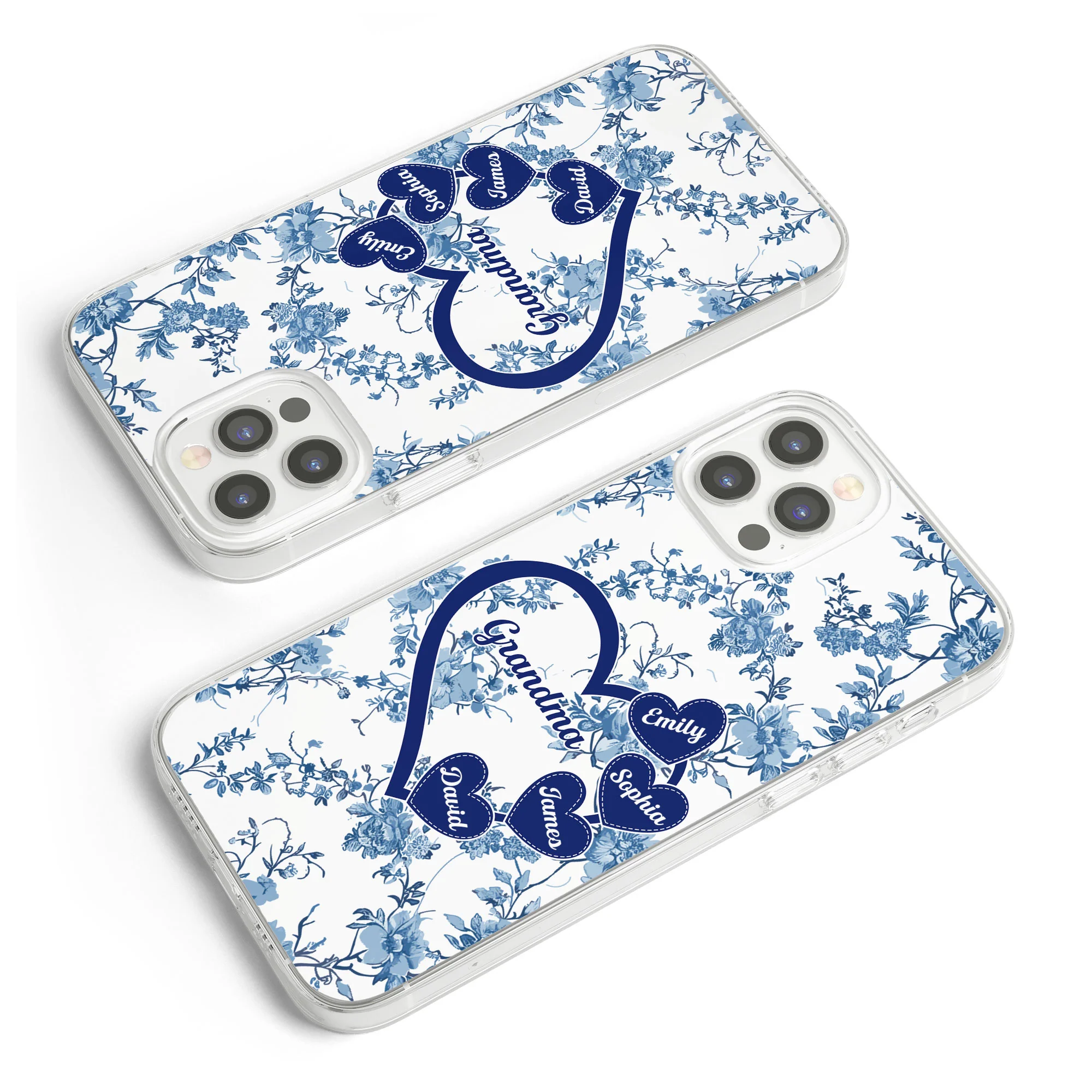 Grandma - Toile De Jouy Version - Personalized Clear Phone Case - Image 3