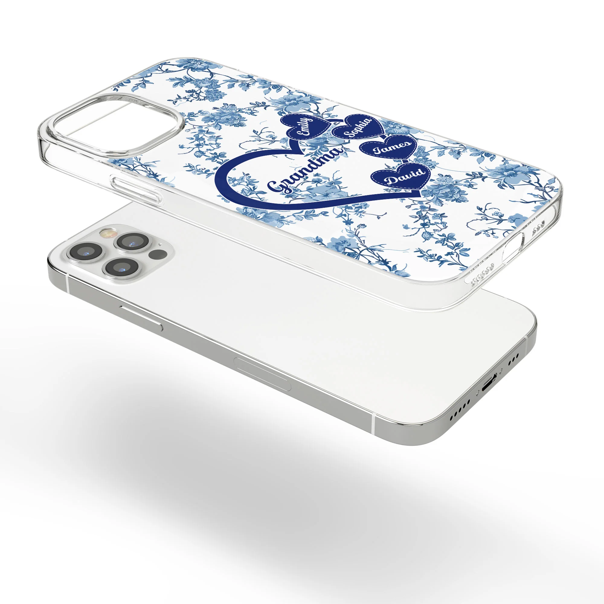 Grandma - Toile De Jouy Version - Personalized Clear Phone Case - Image 4